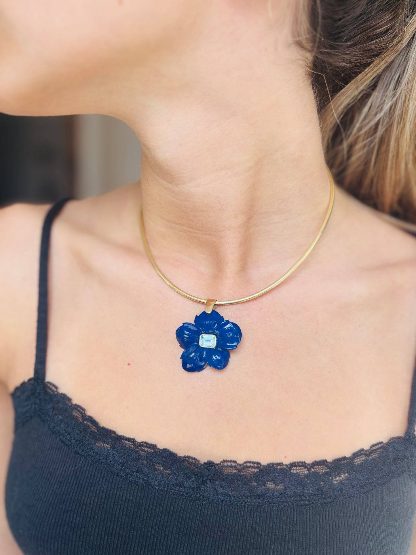 FLORA Pendant, Lapis with Sky Blue Topaz