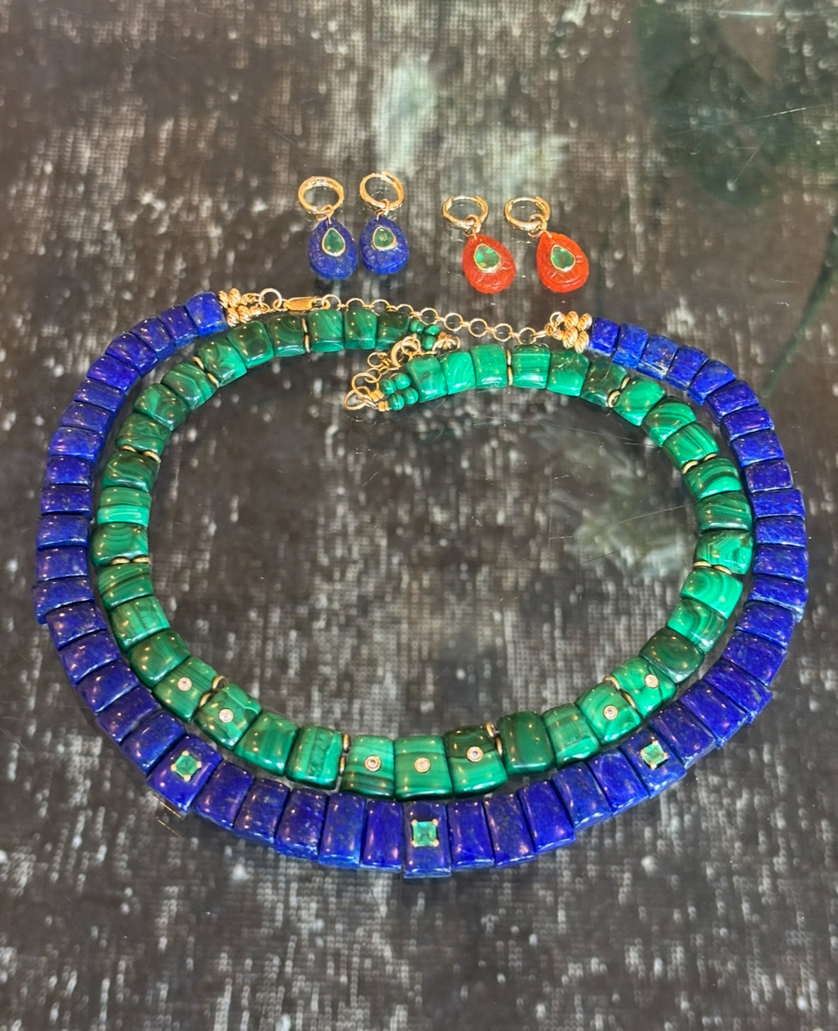 FLORA Petal Earrings: Carnelian, Emeralds & Diamonds