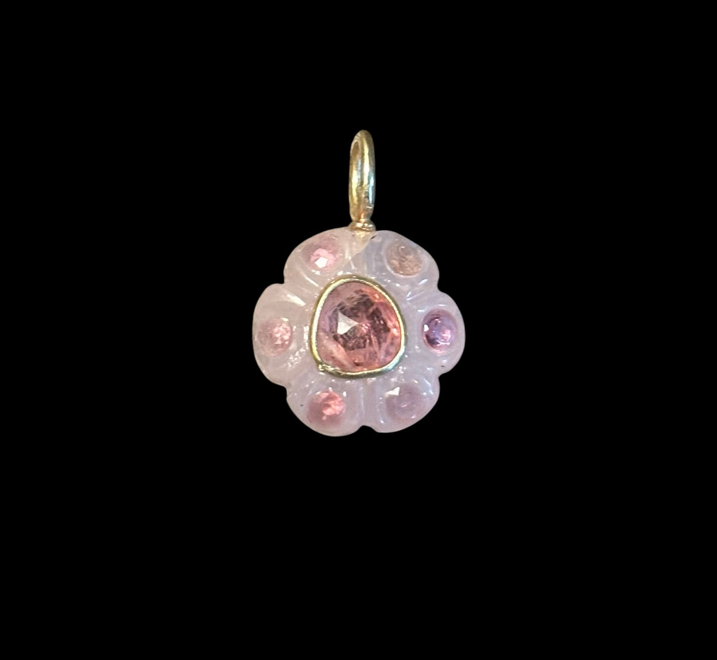 FLORA Pendant, rose quartz & pink tourmalines