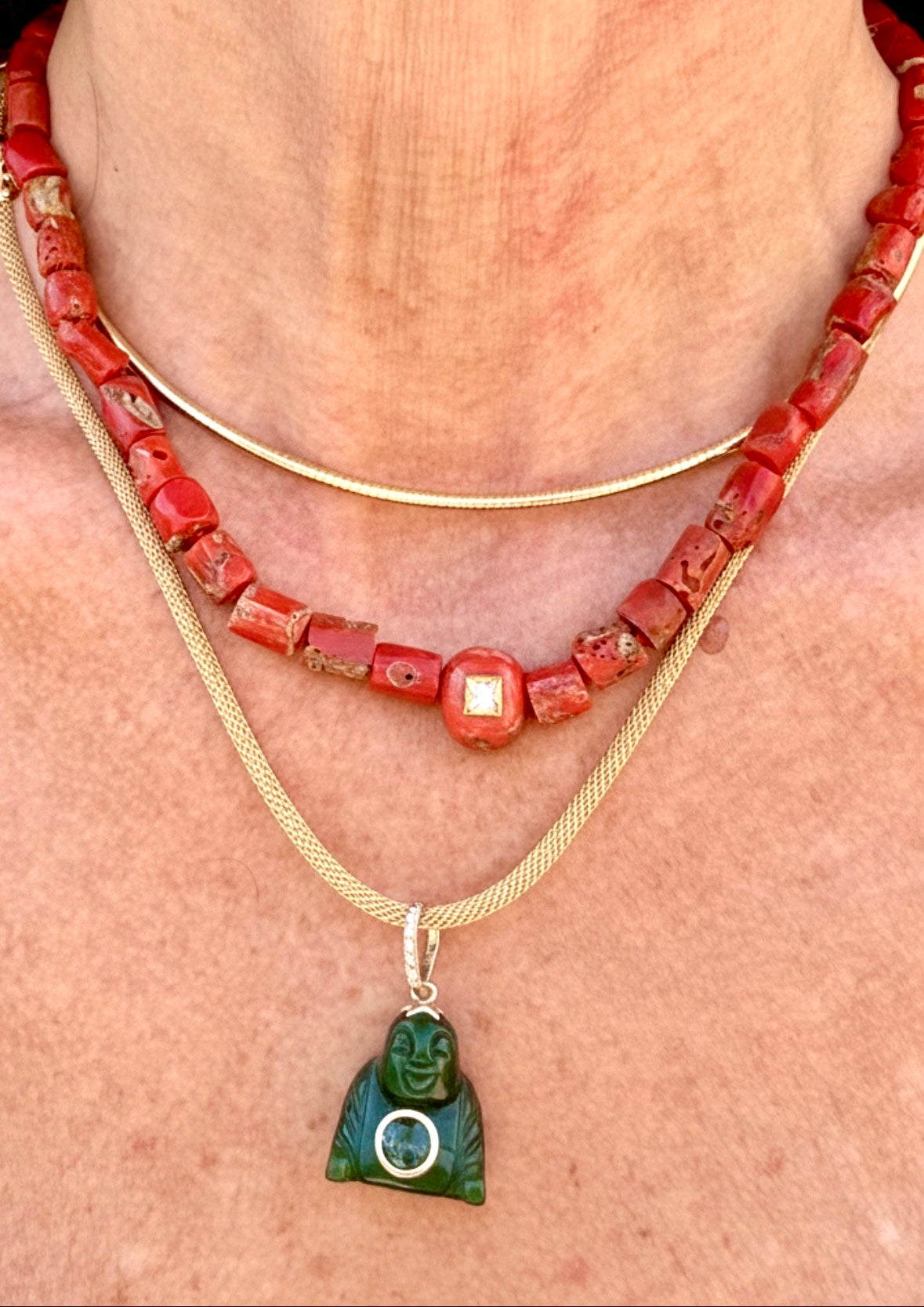 Coral Necklace with Polki Diamond