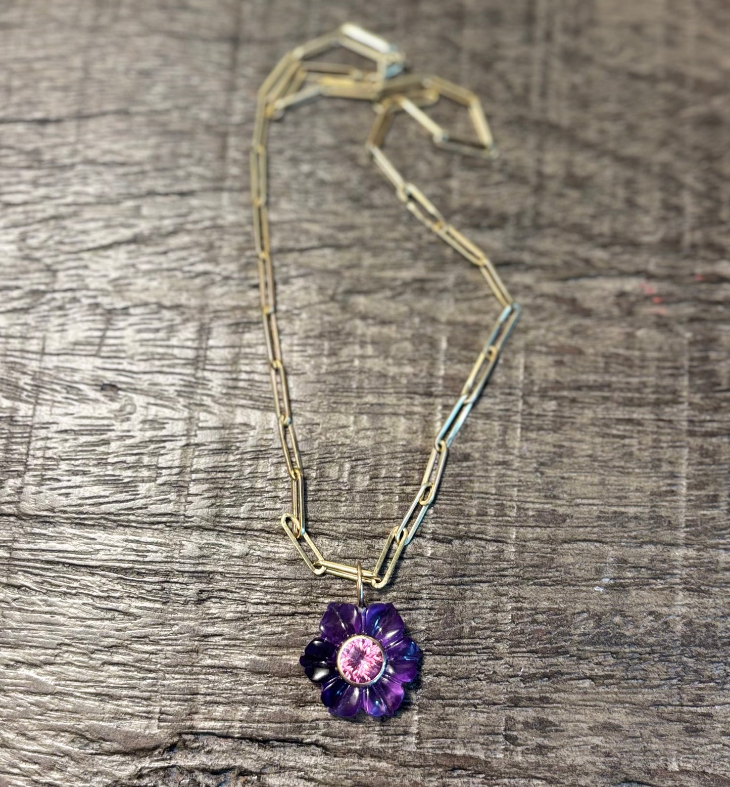 FLORA Pendant, Amethyst & Pink Topaz