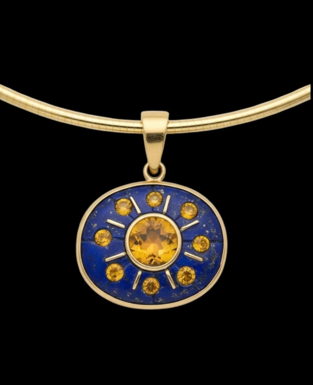 SOL Pendant, Lapis with Citrines