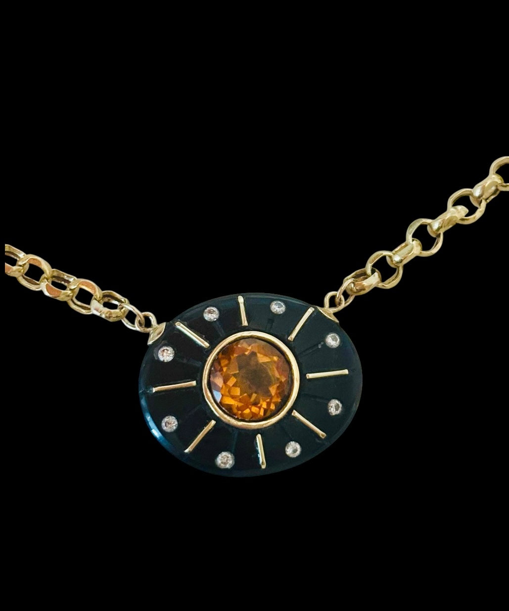 SOL Necklace, Black Onyx with Citrine & Diamonds
