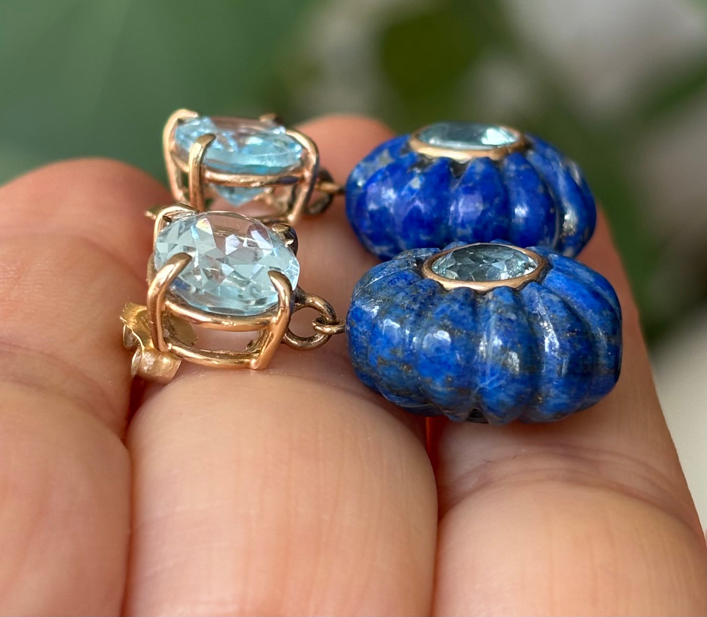 FLORA EARRINGS, Lapis & Blue Topaz