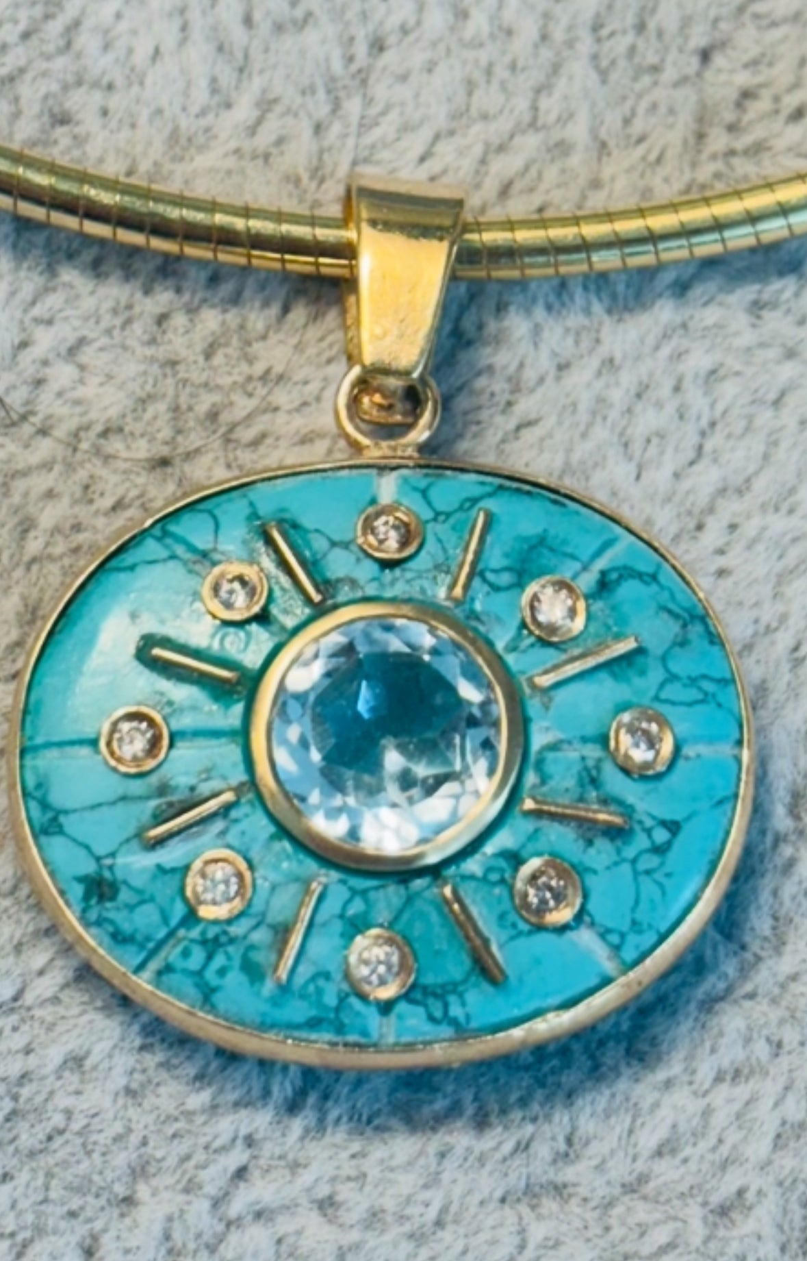 SOL Pendant: Turquoise, Blue Topaz & Diamonds