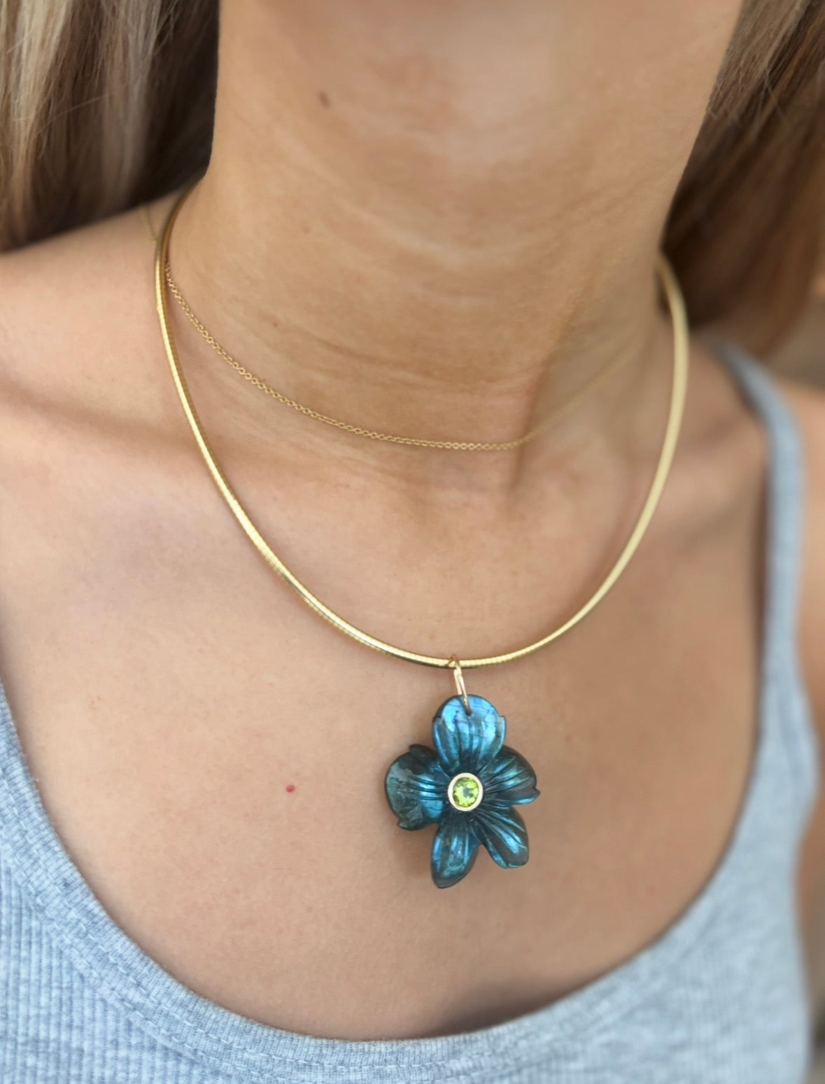 FLORA Pendant, Labradorite with Peridot