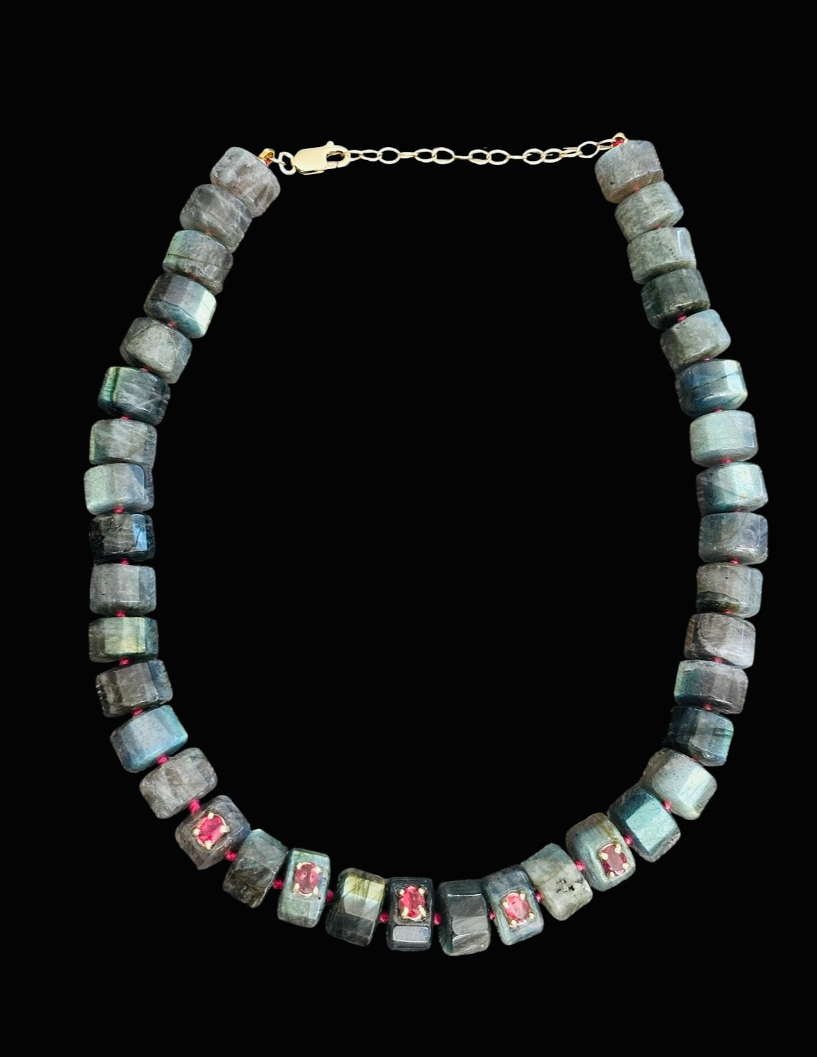 Grand Labradorite Necklace with Pink Tourmaline