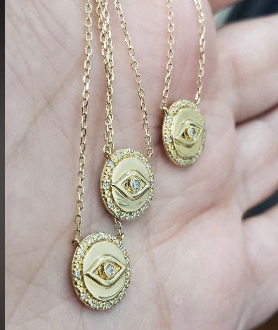 14k Gold and Diamond Evil Eye Necklace