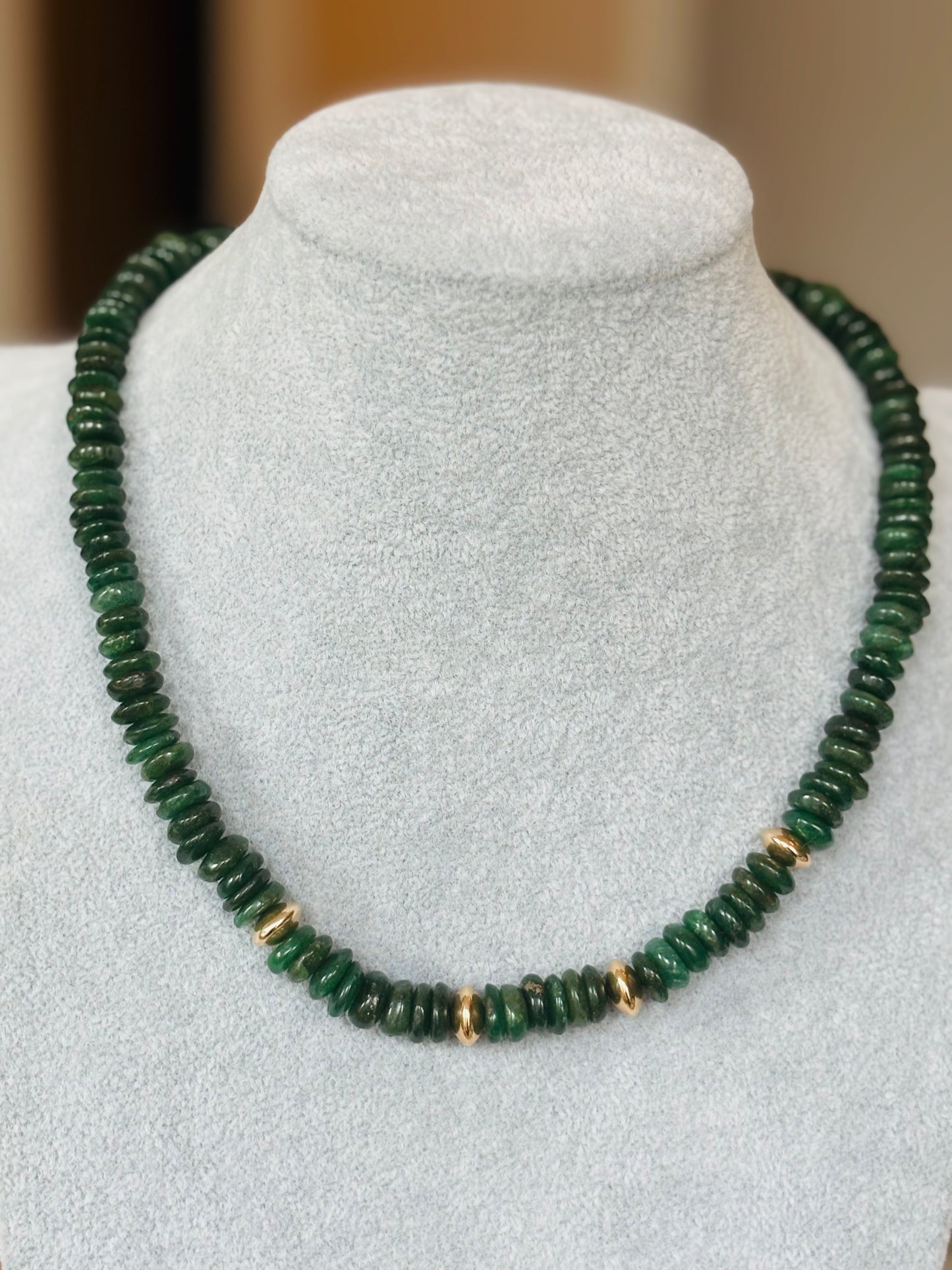 Green Aventurine & Gold Necklace