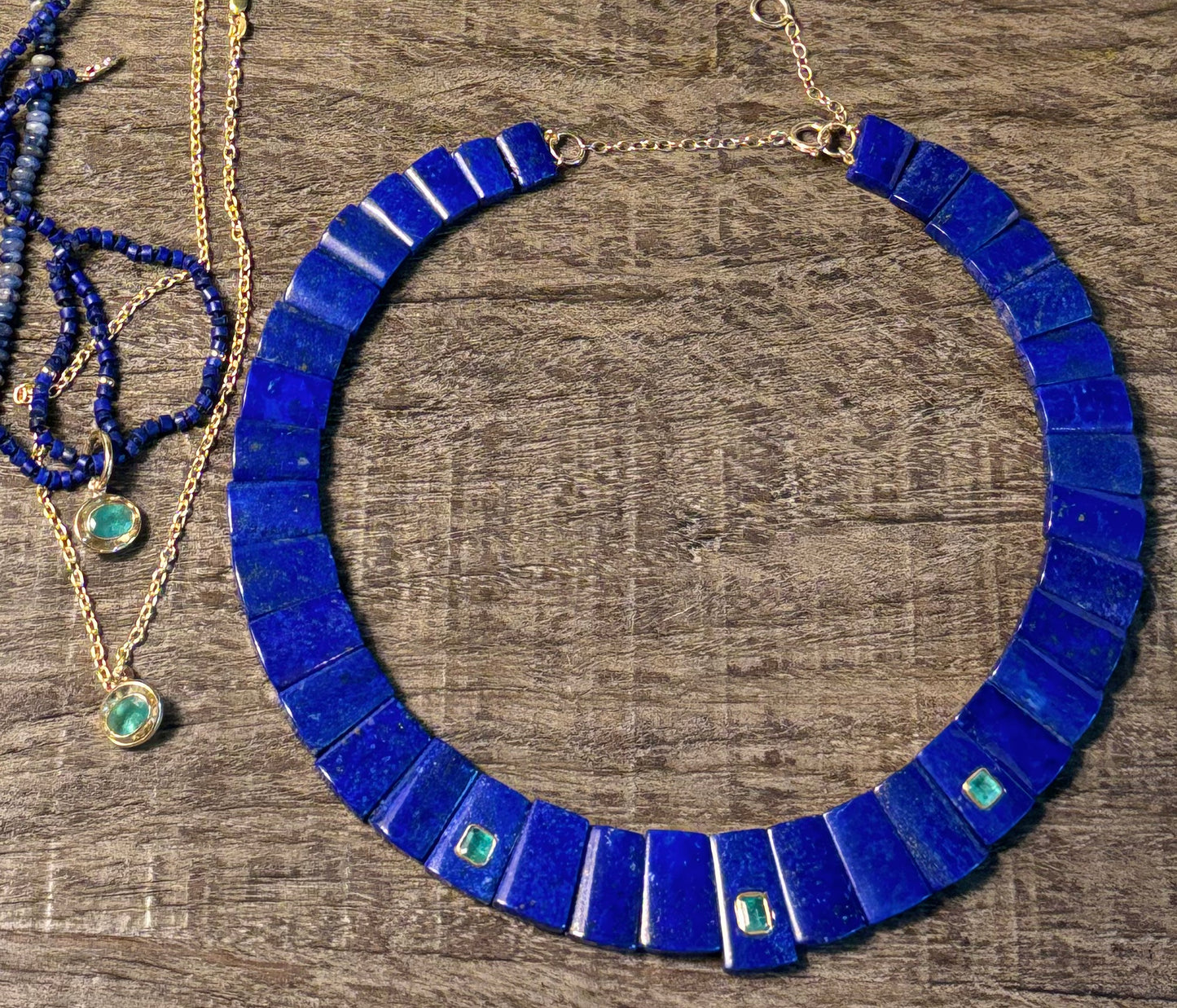 The CLEOPATRA, Lapis and Emerald Collar Necklace