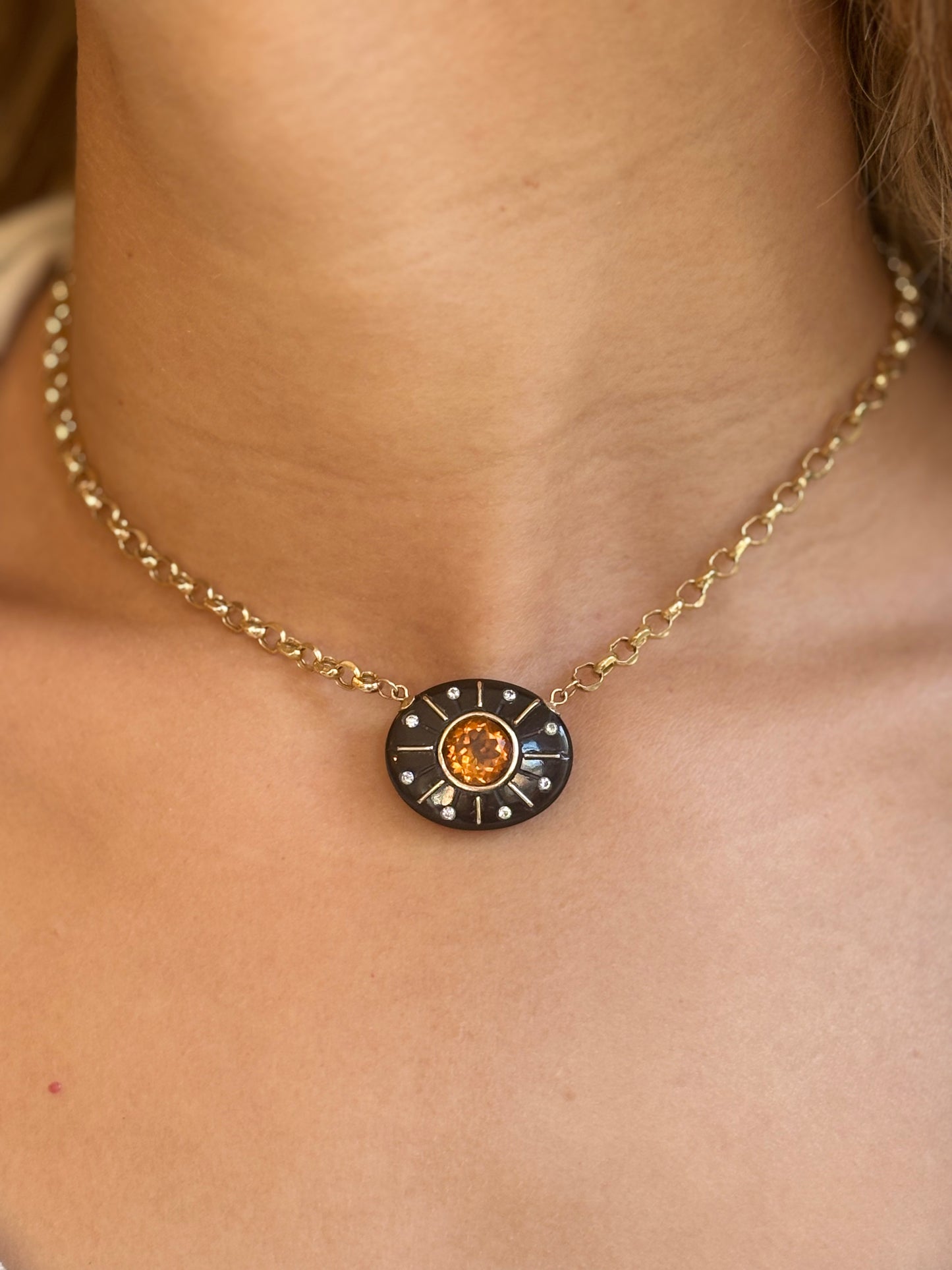 SOL Necklace, Black Onyx with Citrine & Diamonds