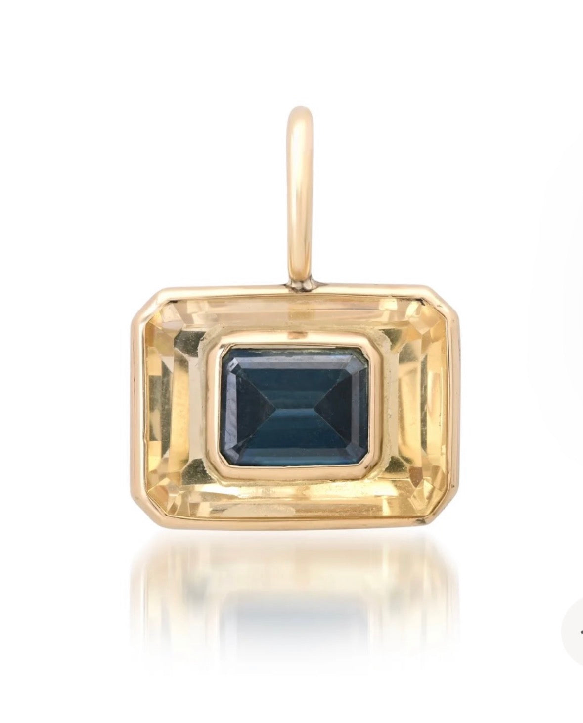Disco Pendant: Citrine Rectangle, London Blue Topaz & 14k Gold
