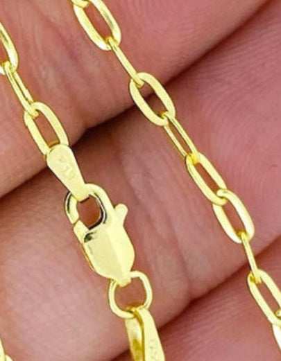 Yellow Gold Paperclip Chain, 18”, 2mm