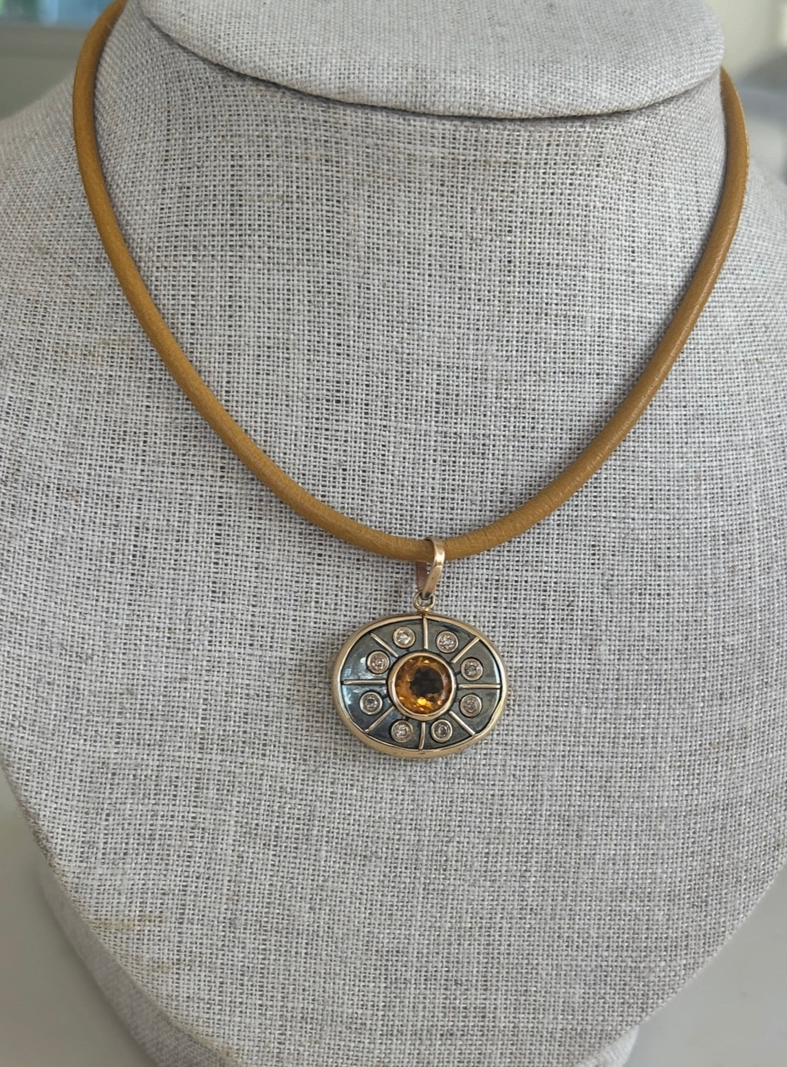 Camel Leather Cord with 14k Gold and Extender