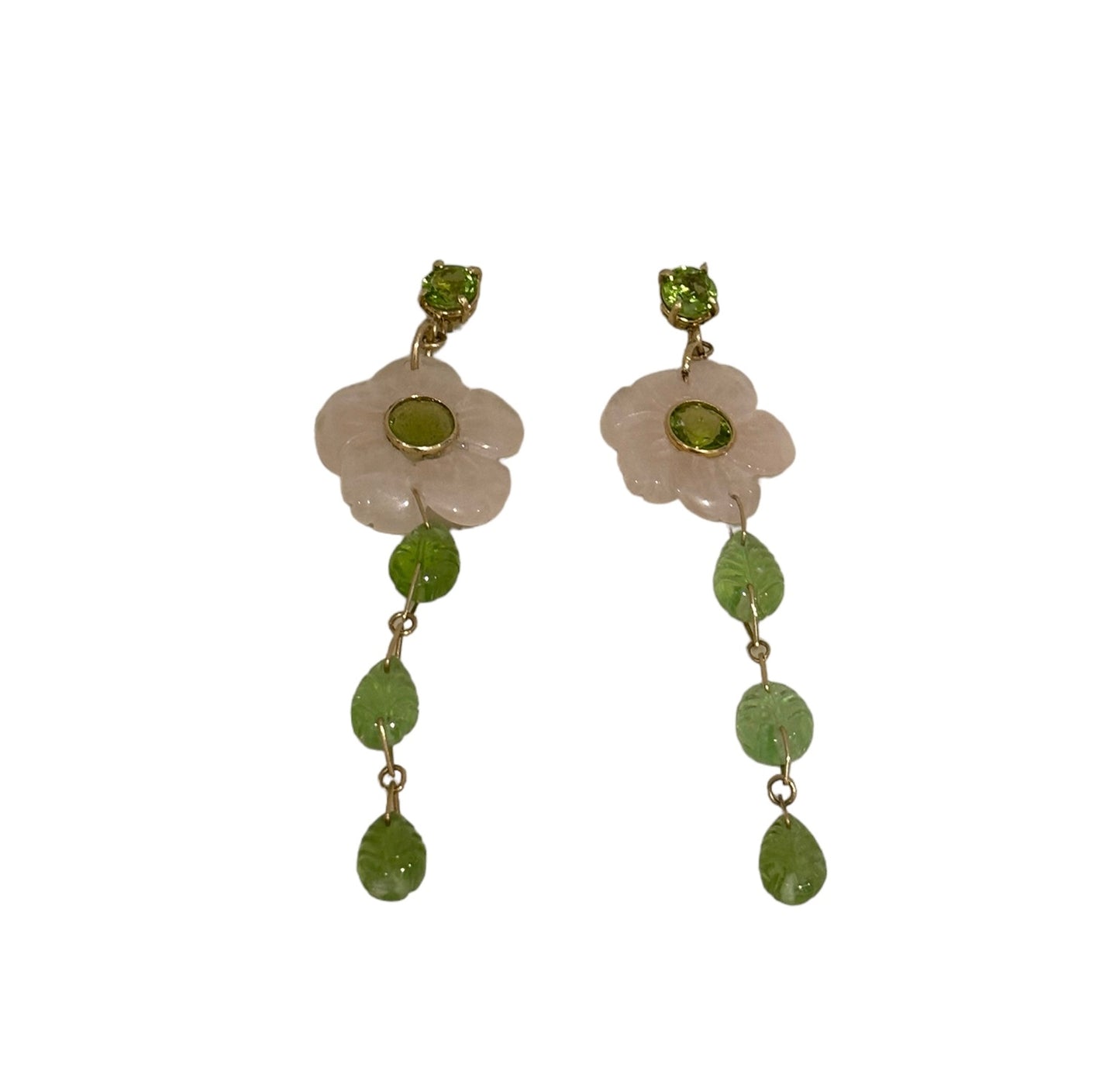 F L O R A  earrings, rose quartz & peridot