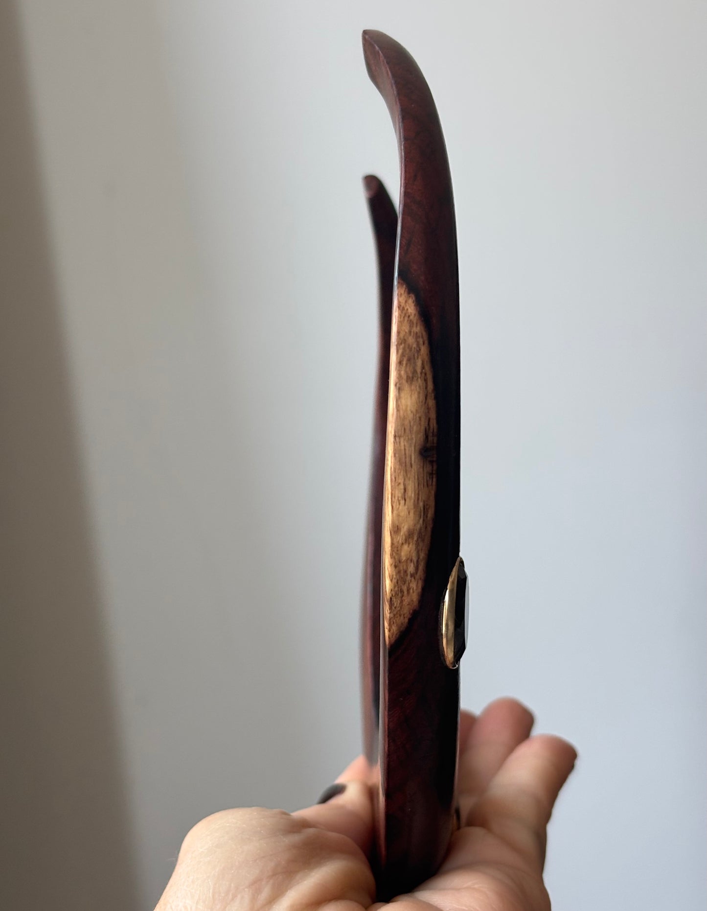 Wood Collar Necklace with Citrines, flat back