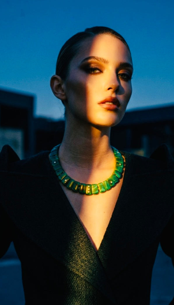 The CLEOPATRA, Malachite and Diamond Collar Necklace