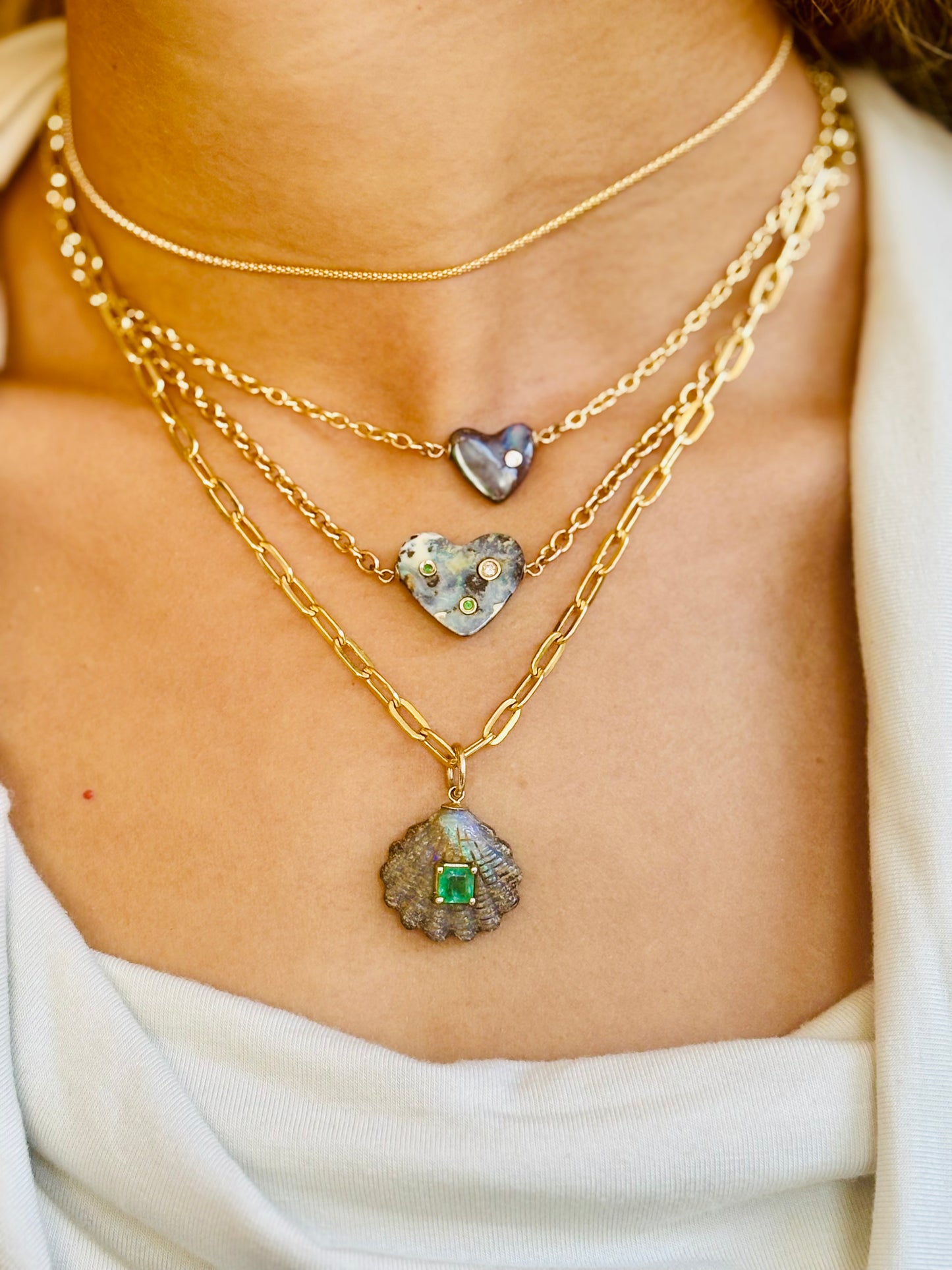Australian Opal Heart Necklace with Diamond
