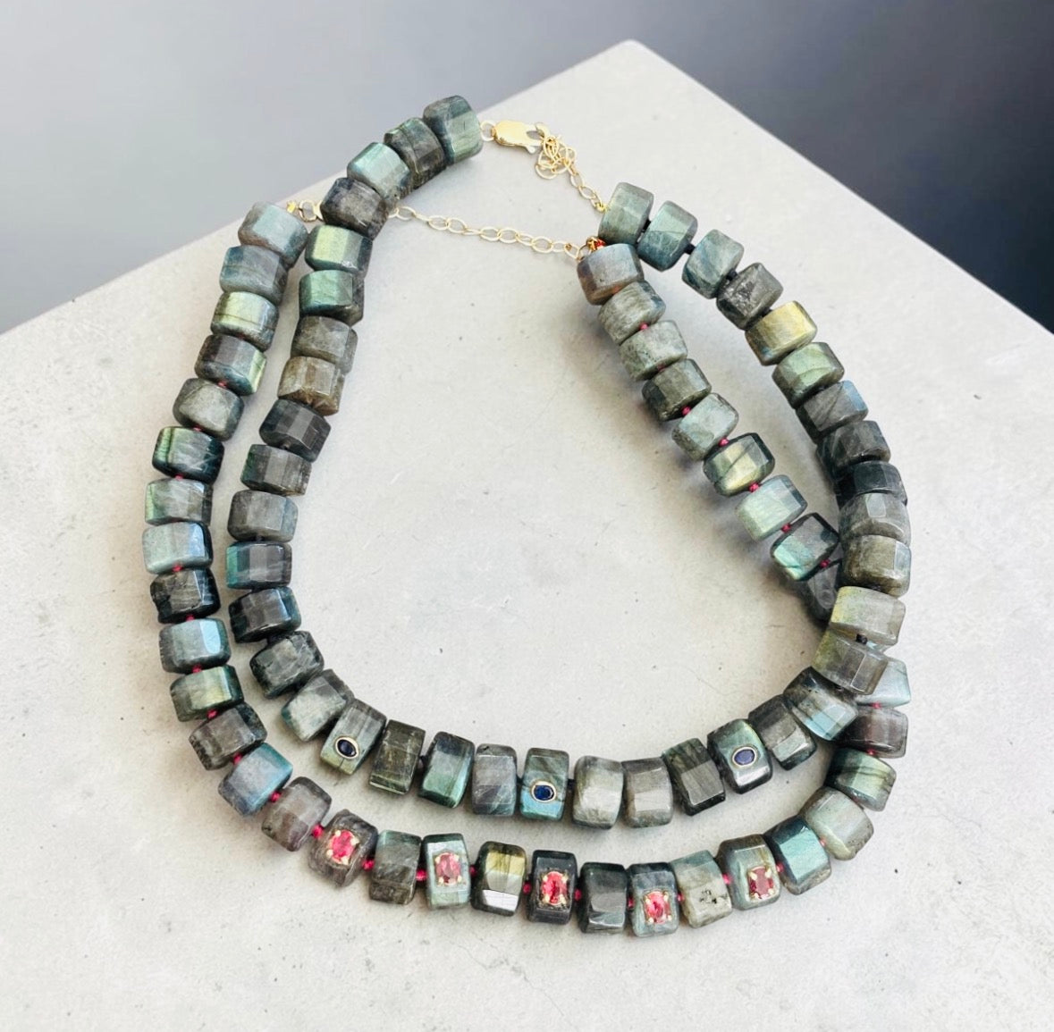 Grand Labradorite Necklace with Pink Tourmaline