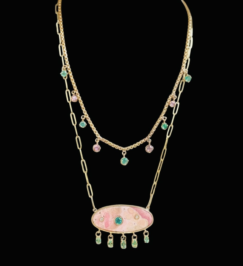 Emerald & Pink Spinel Necklace