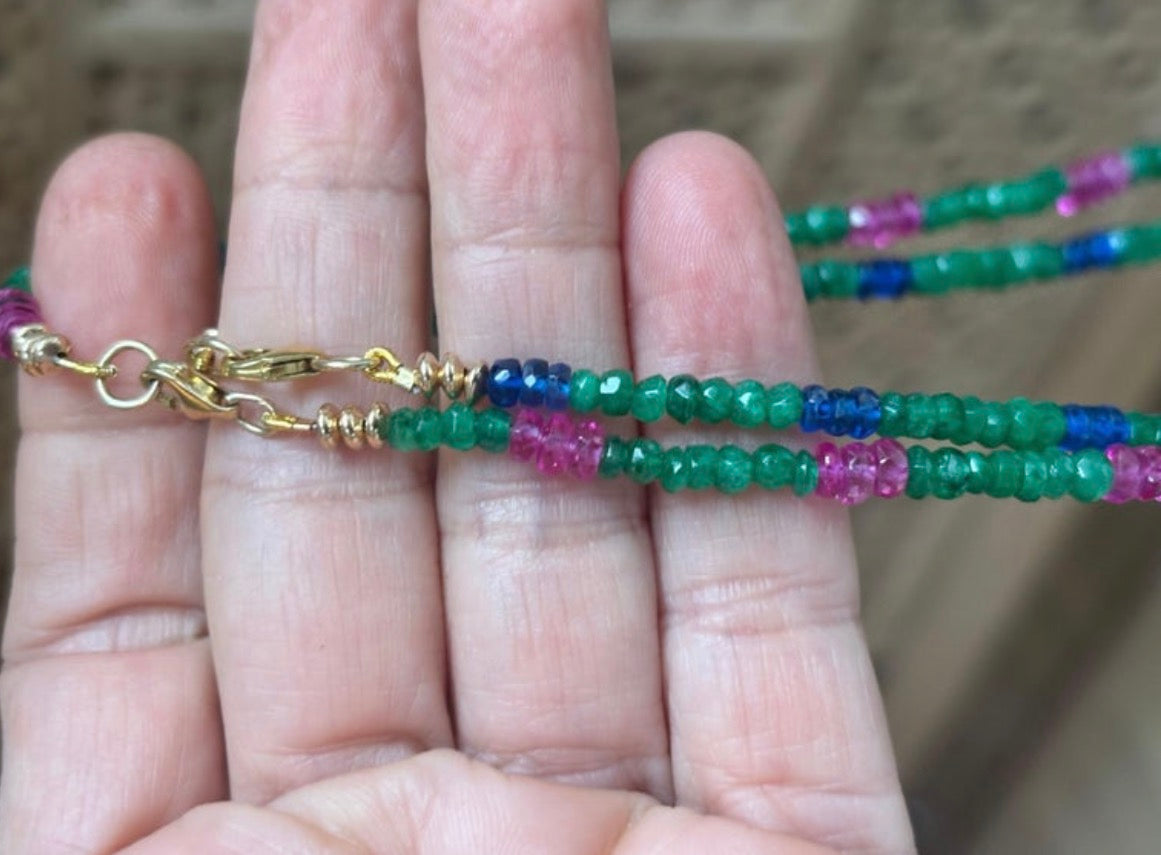 Emerald & Pink Sapphire Necklace