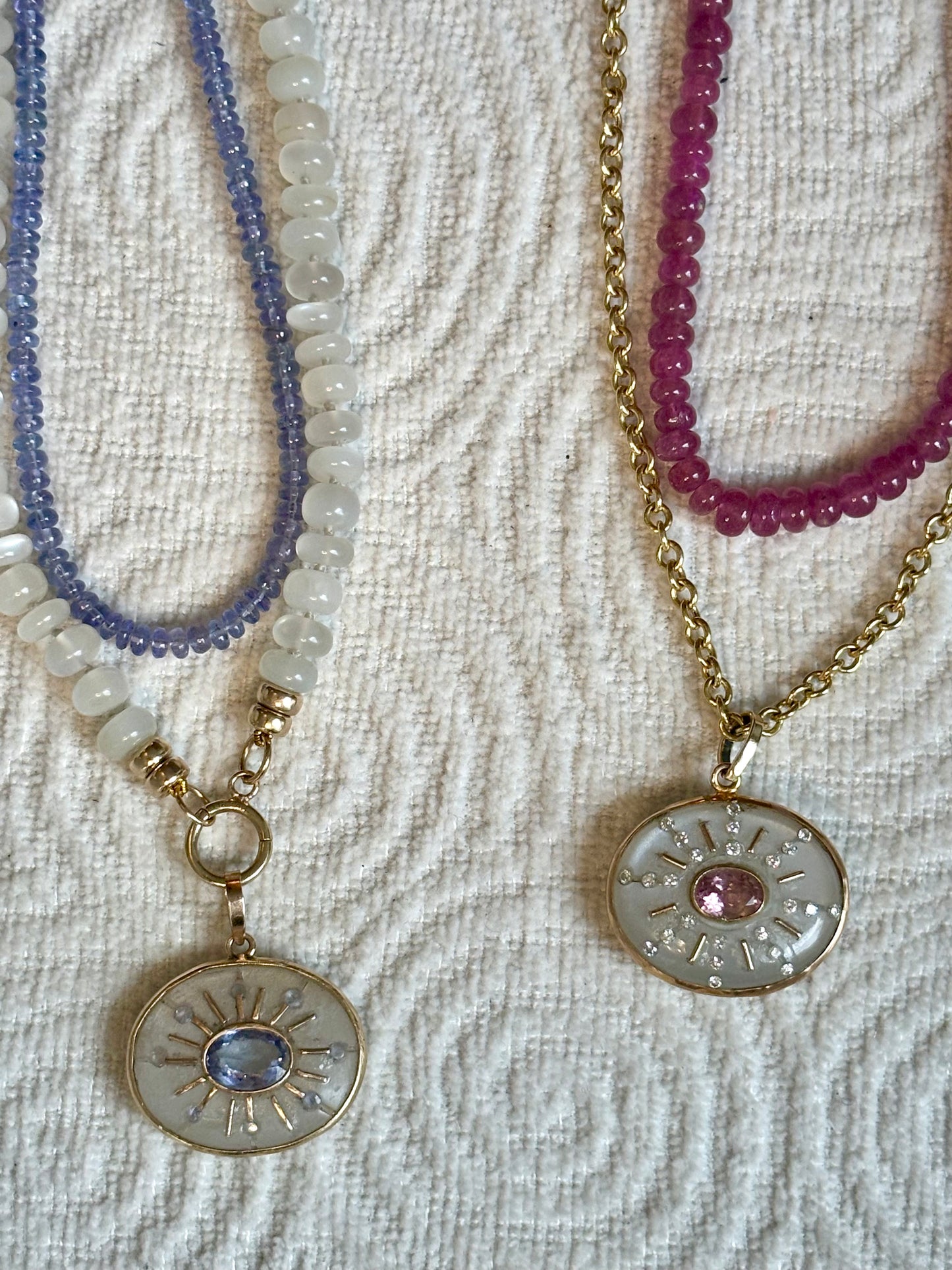 SOL Pendant, Moonstone with Tanzanites