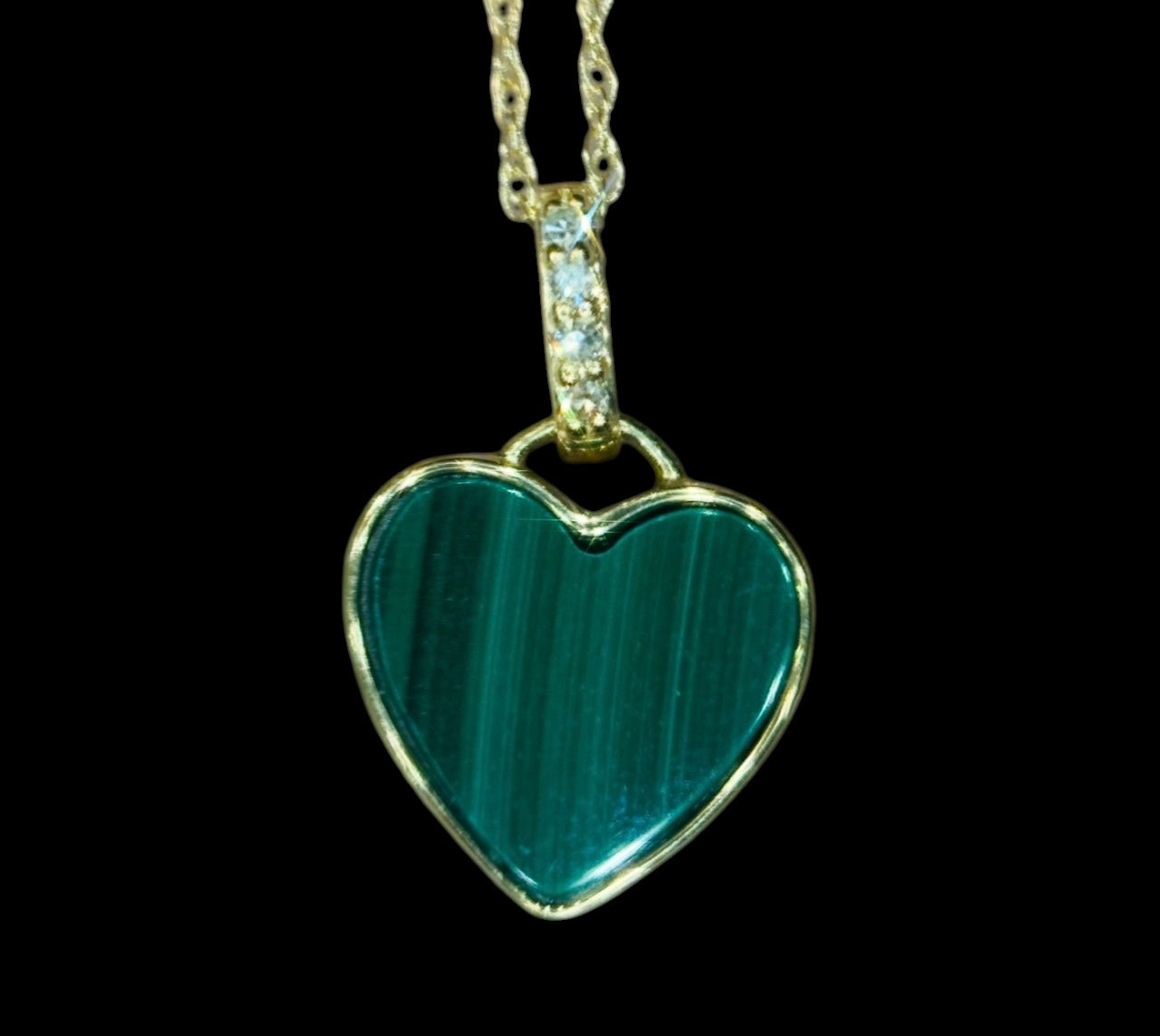 Malachite Heart & Gold Necklace