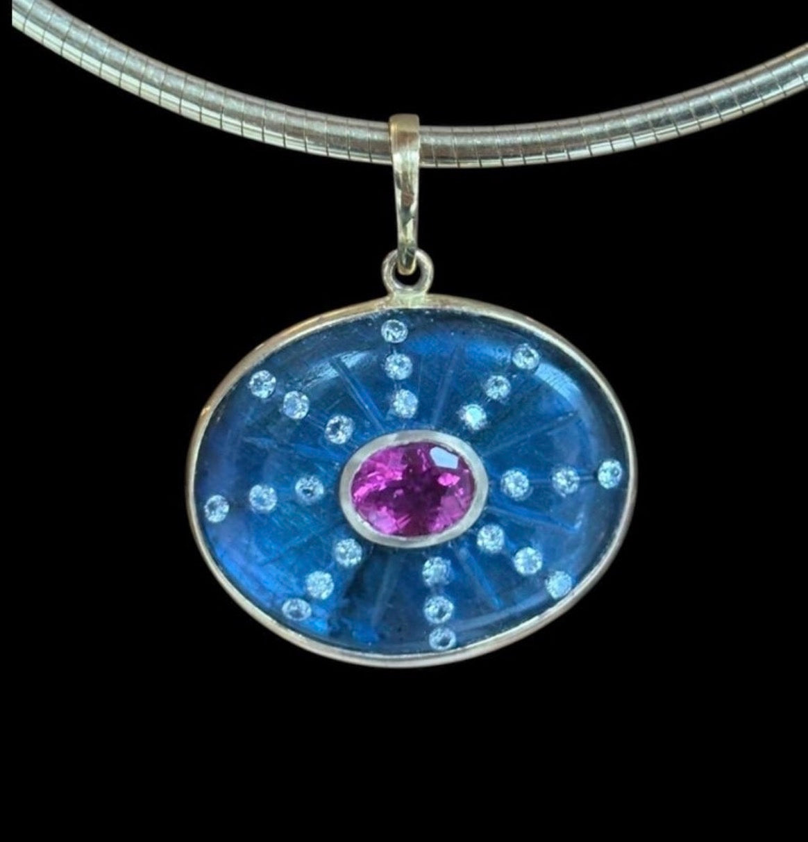 SOL Pendant, Labradorite, Pink Tourmaline & 14k Gold