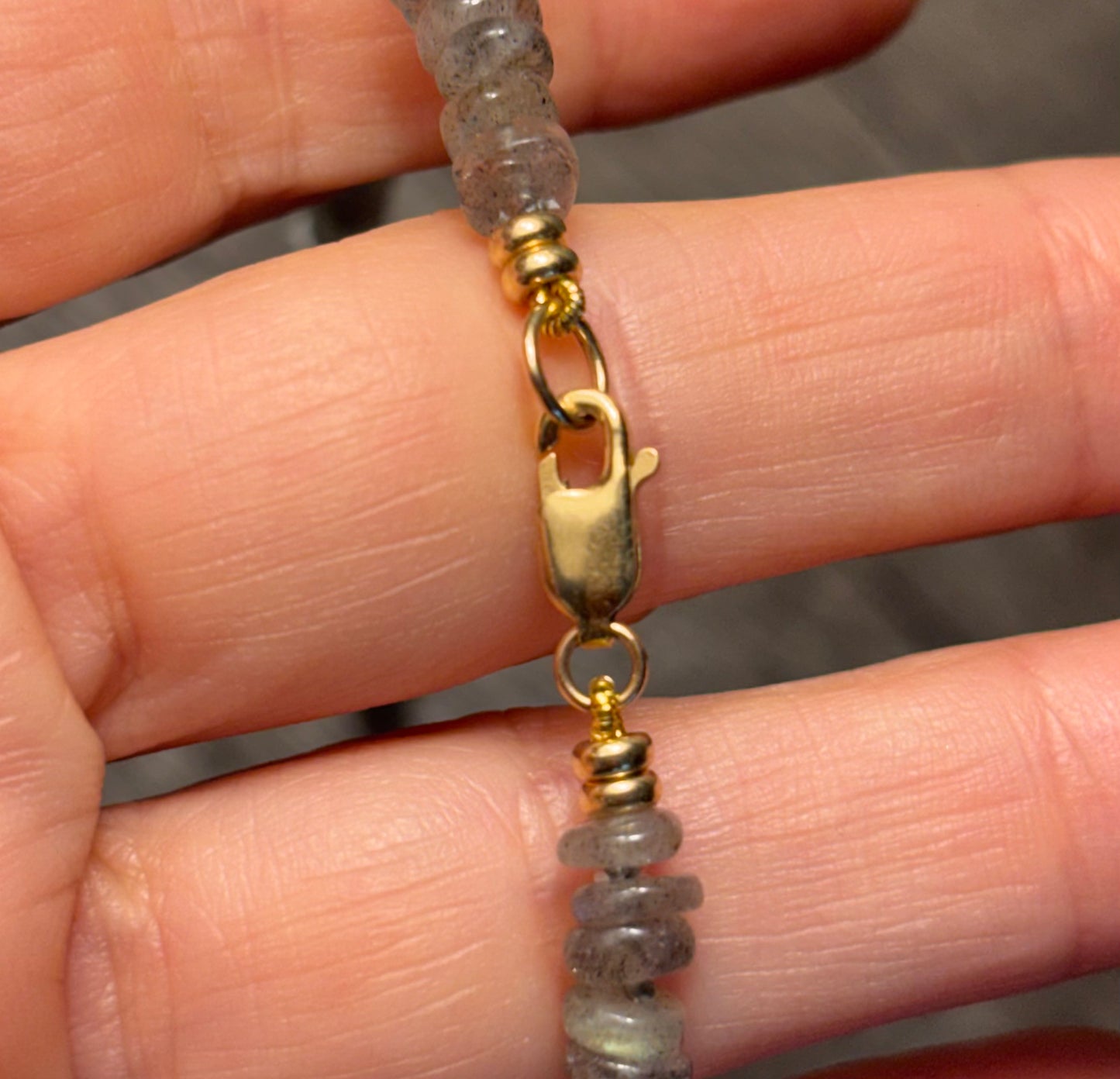 Labradorite Necklace with Lemon Quartz & 14k Gold