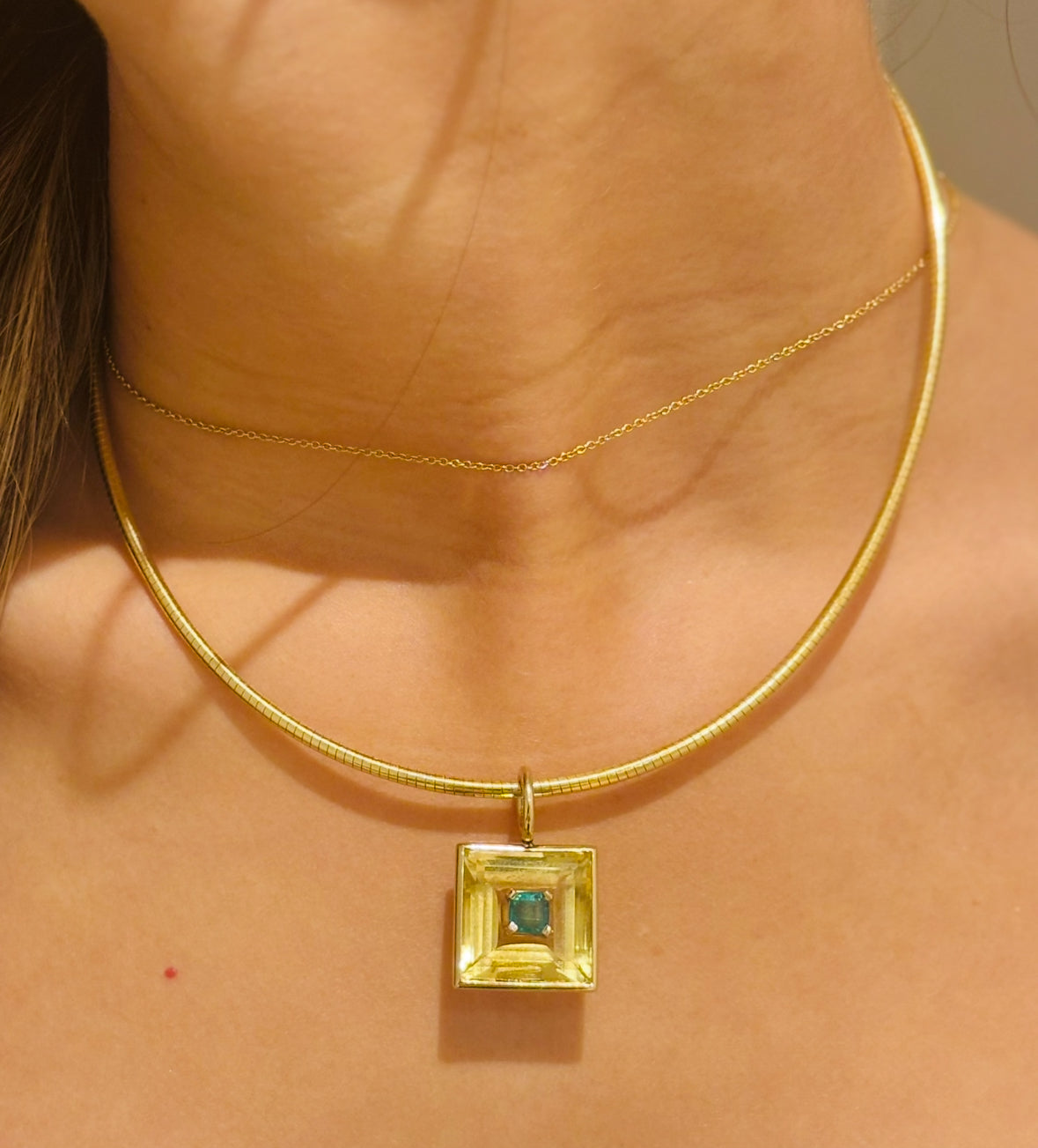 DISCO Pendant: Citrine with Emerald