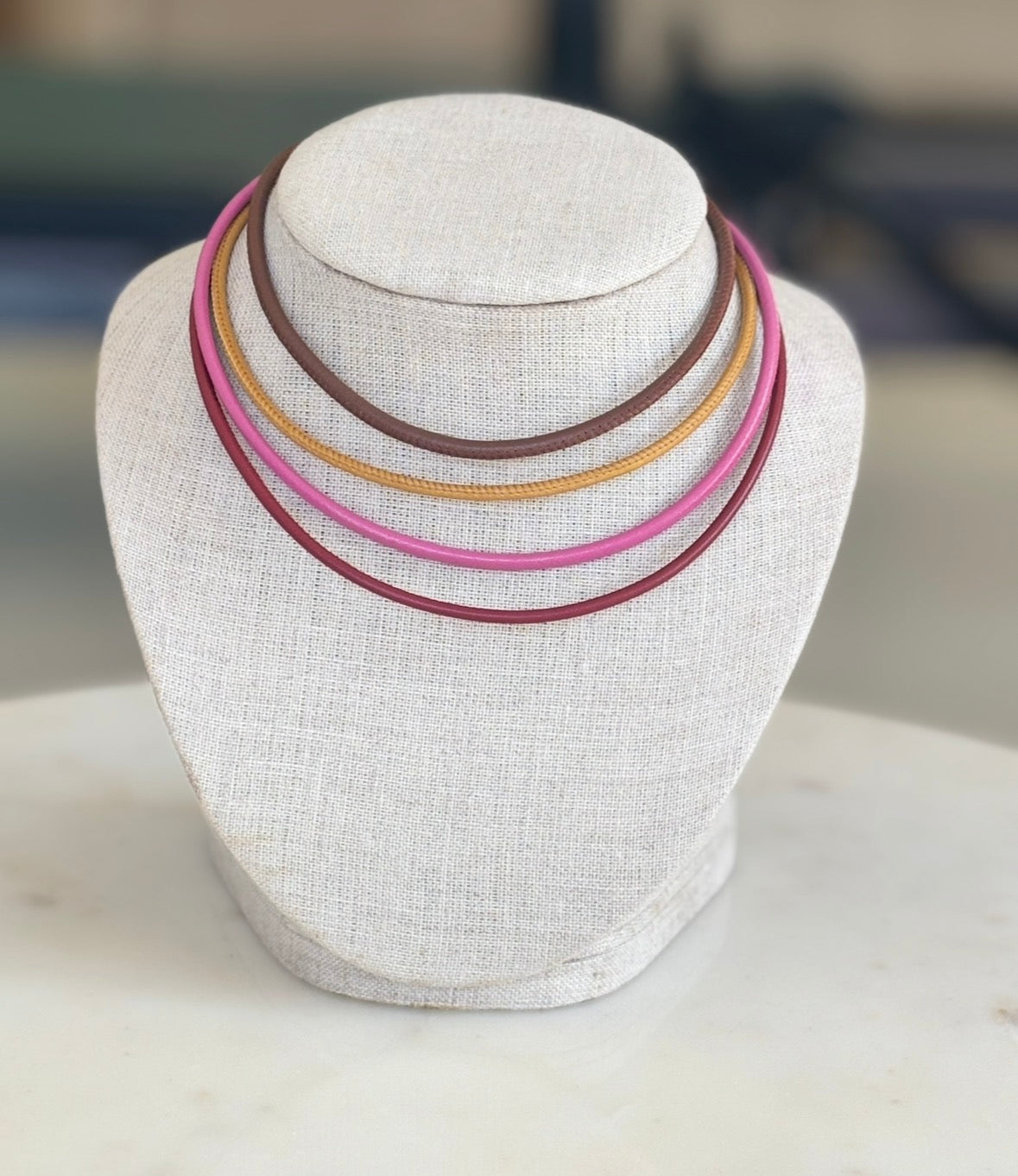 Camel Leather Cord with 14k Gold and Extender