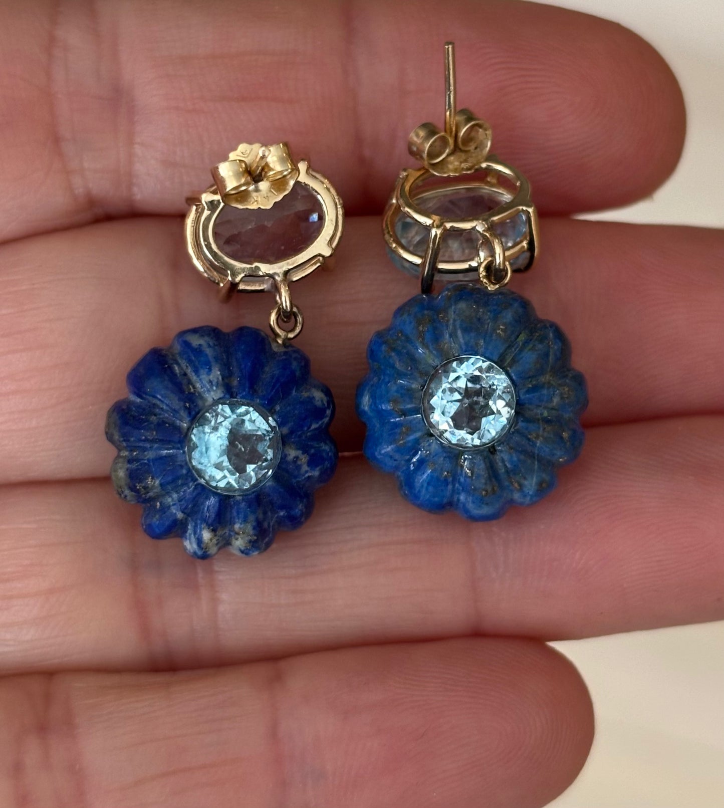FLORA EARRINGS, Lapis & Blue Topaz