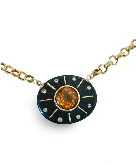 SOL Necklace, Black Onyx with Citrine & Diamonds