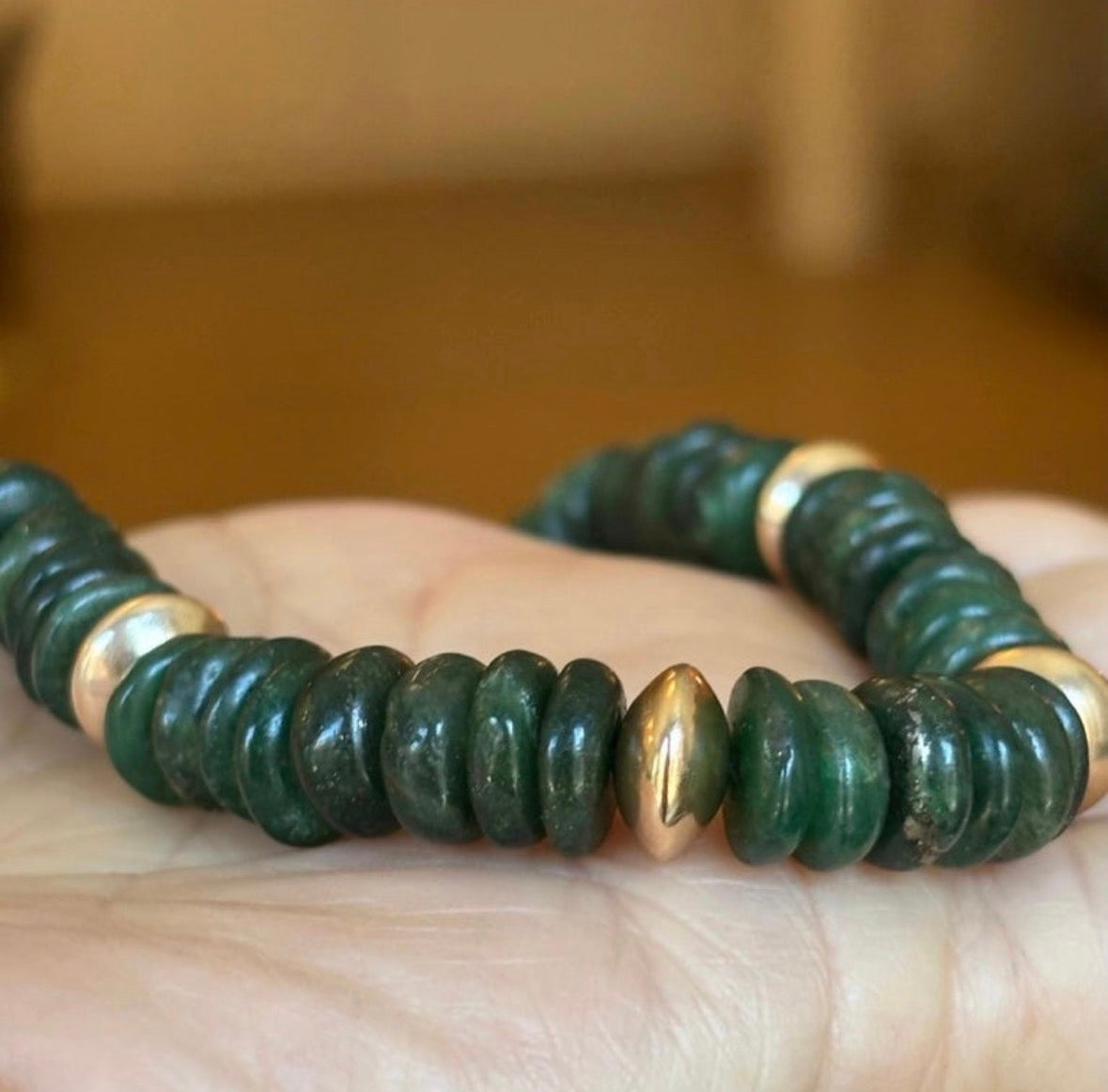 Green Aventurine and 14k Gold Necklace