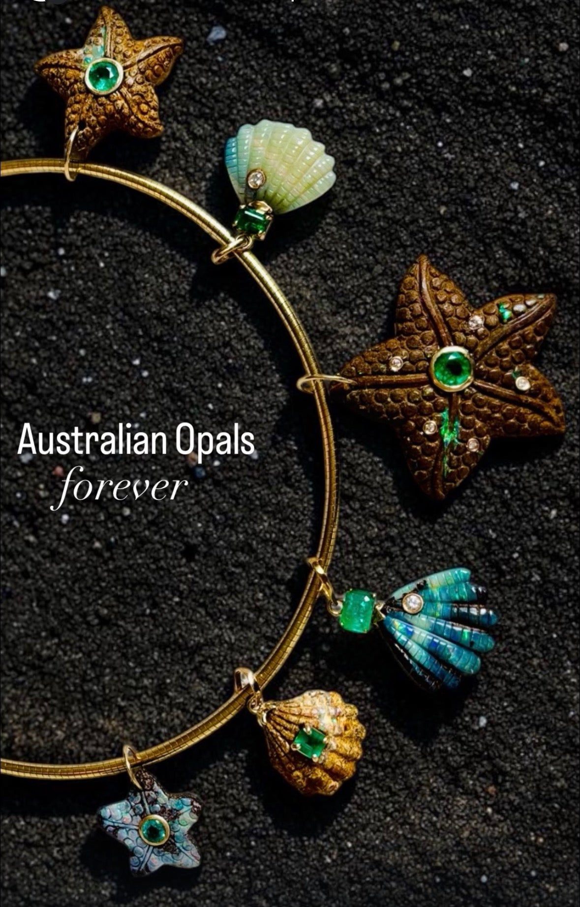 Australian Opal Shell Pendant with Emerald