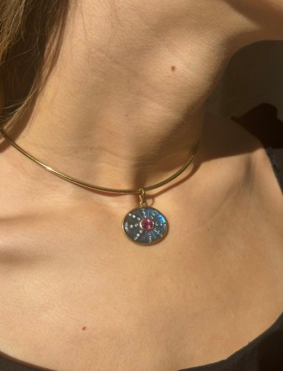 SOL Pendant, Labradorite, Pink Tourmaline & 14k Gold