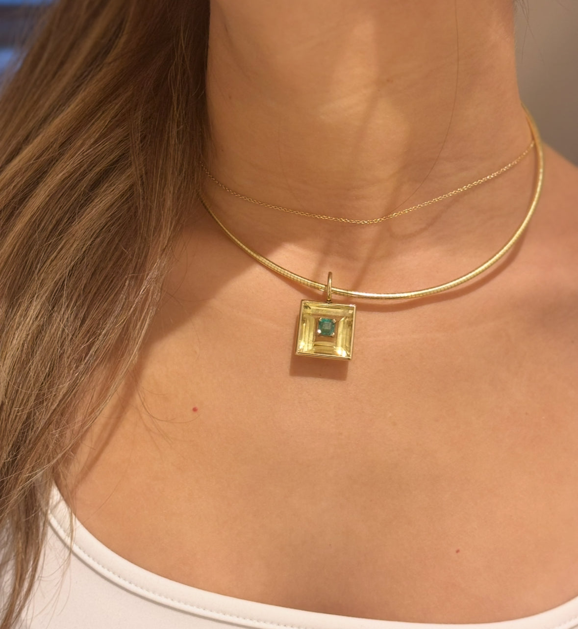 DISCO Pendant: Citrine with Emerald