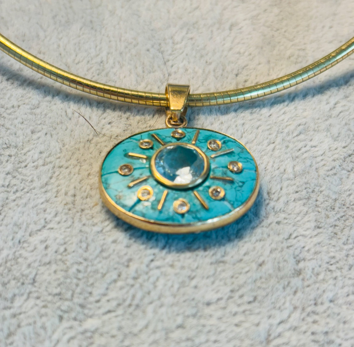 SOL Pendant: Turquoise, Blue Topaz & Diamonds