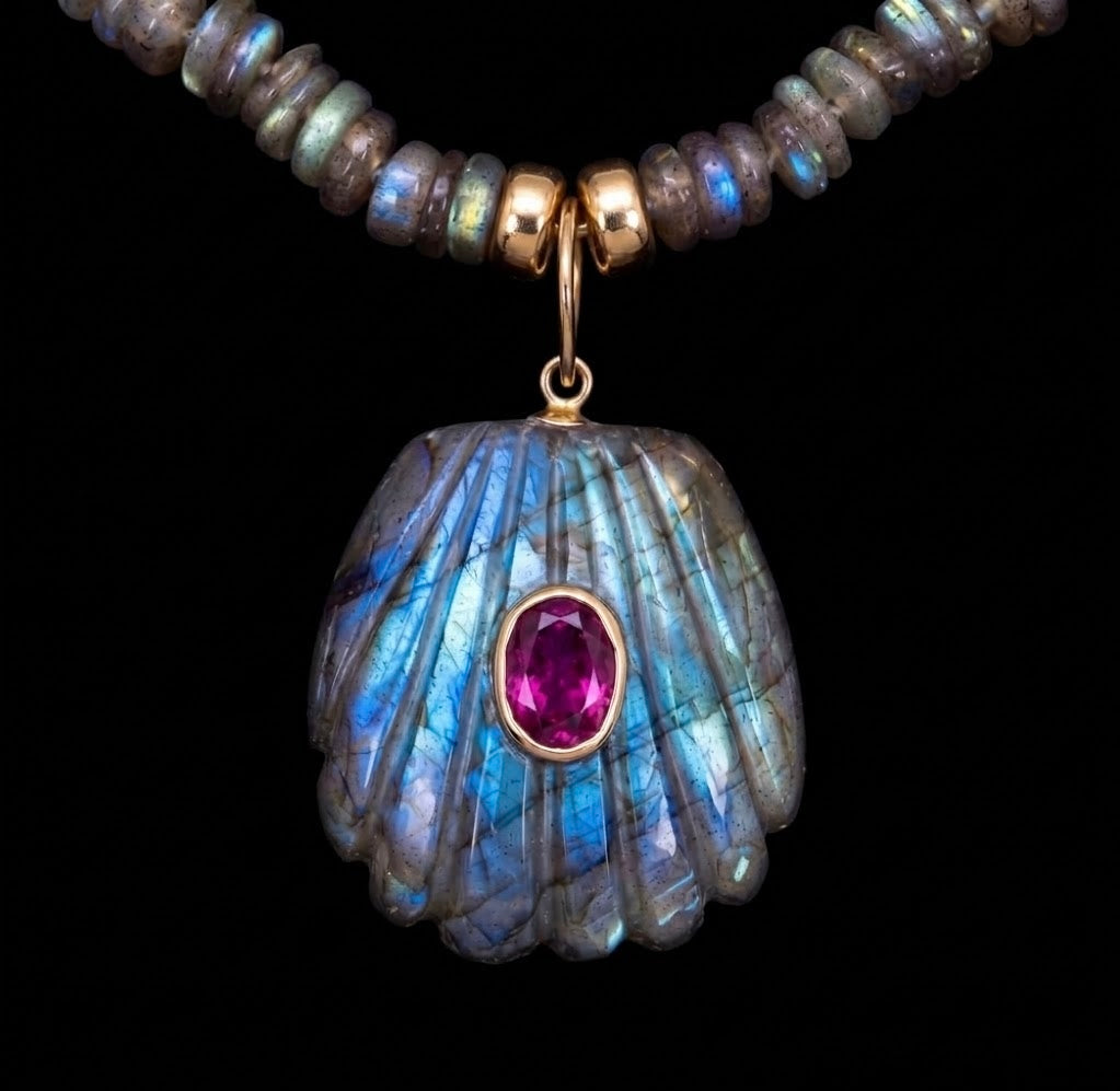 Labradorite Shell Necklace