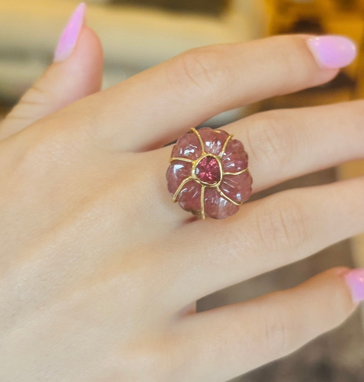FLORA Ring, Tourmaline and 14k Gold