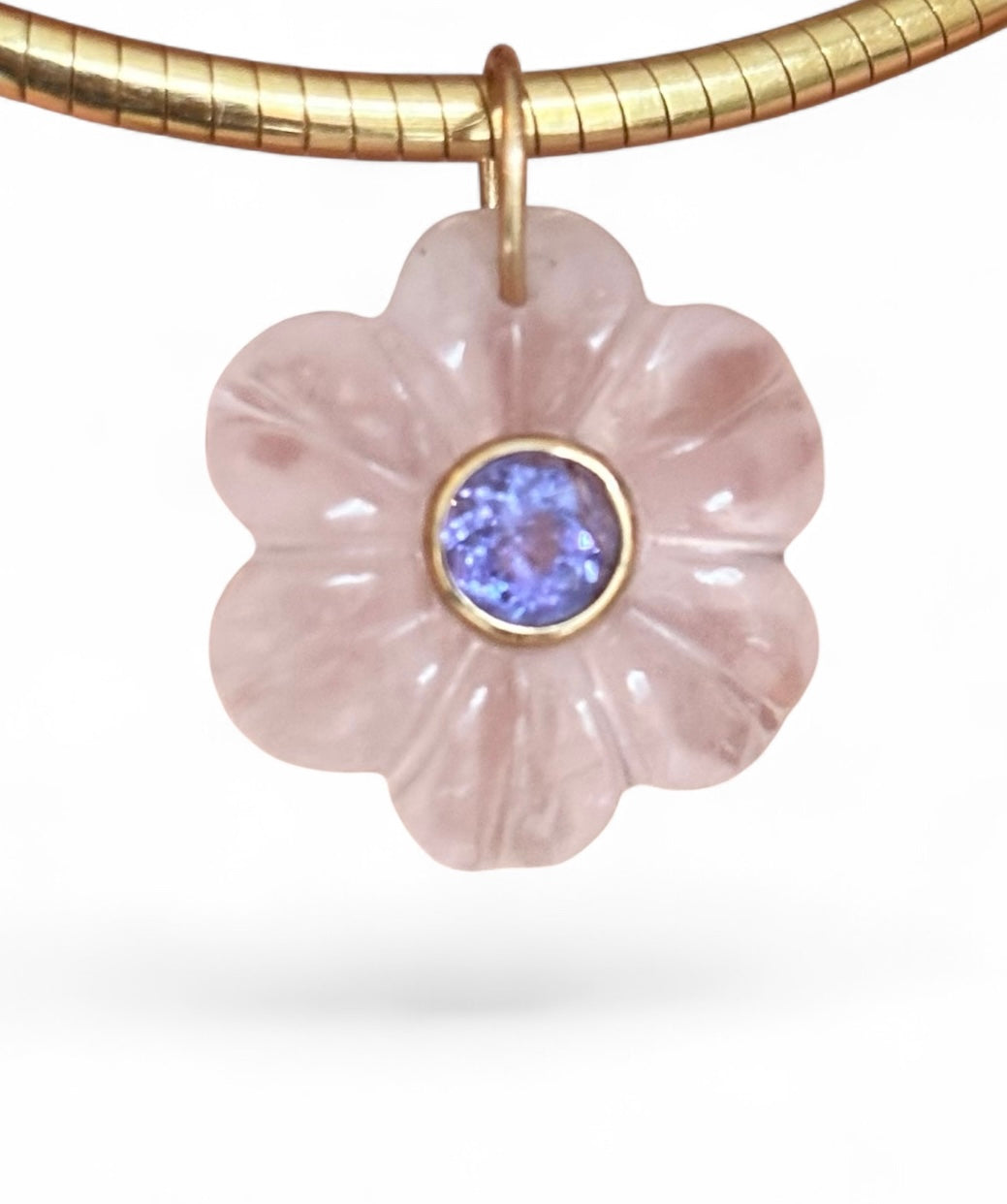 FLORA Pendant, Rose Quartz with Tanzanite