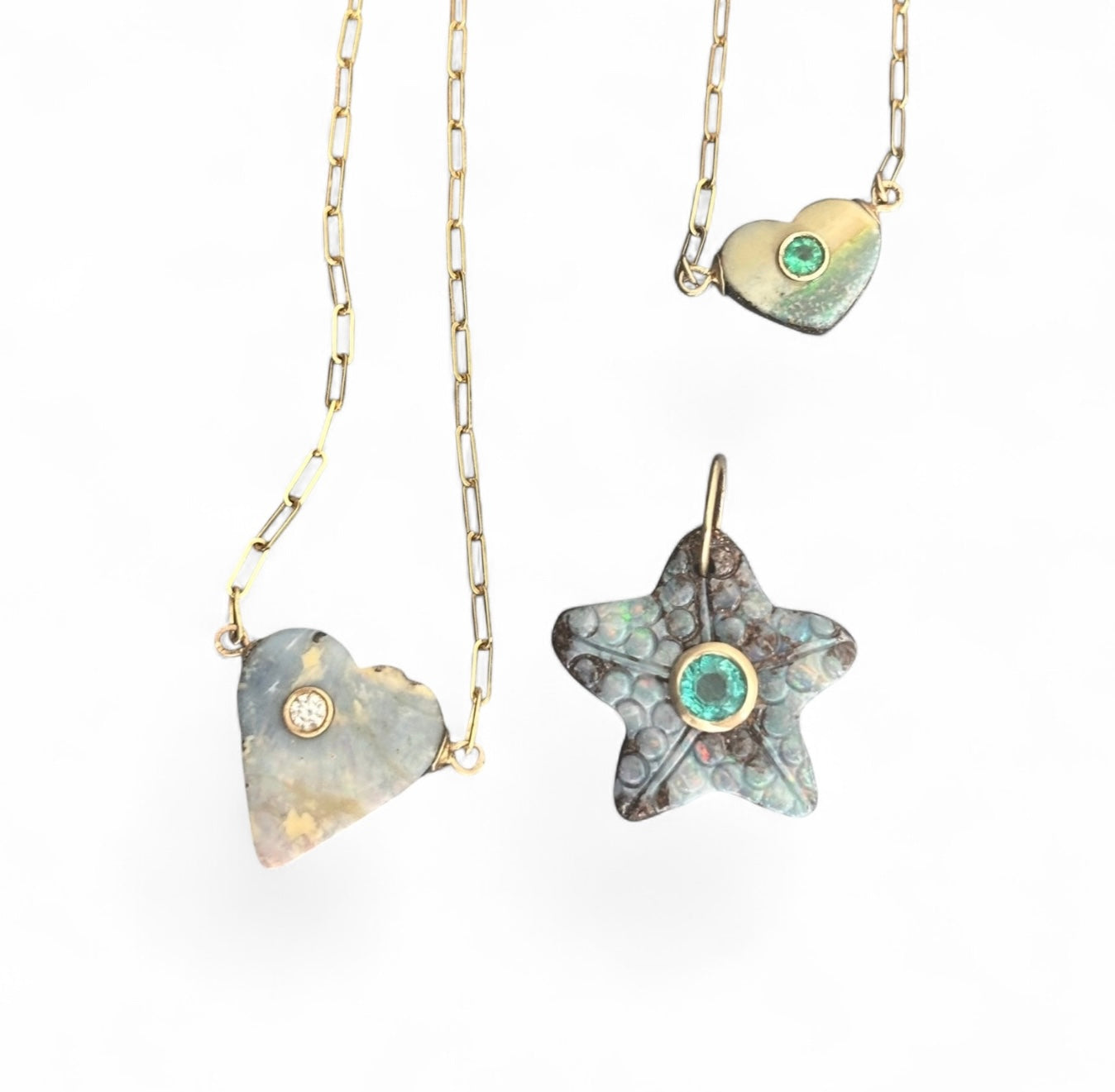 Australian Opal Starfish Pendant with Emerald