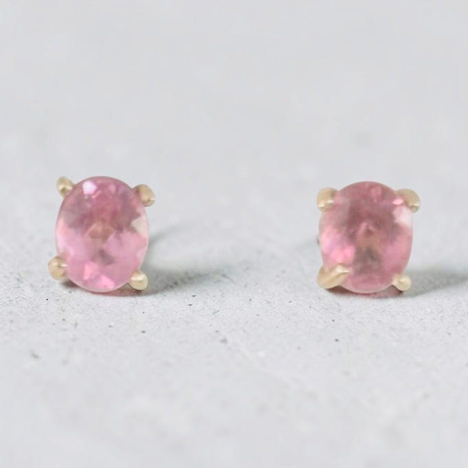 Pink Tourmaline Stud Earrings
