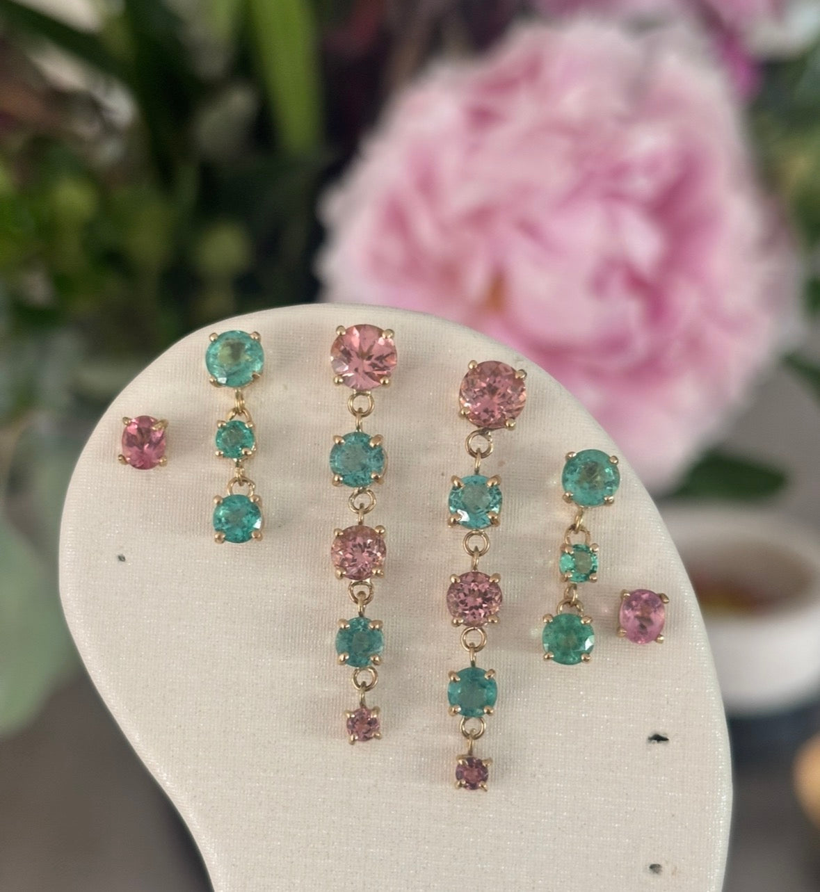 Pink Tourmaline Stud Earrings