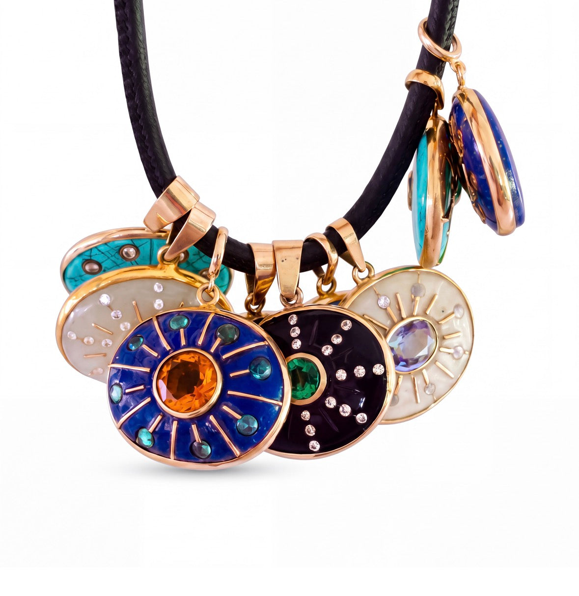 SOL Pendant, Black Onyx with Citrine, Diamonds & 14k Gold