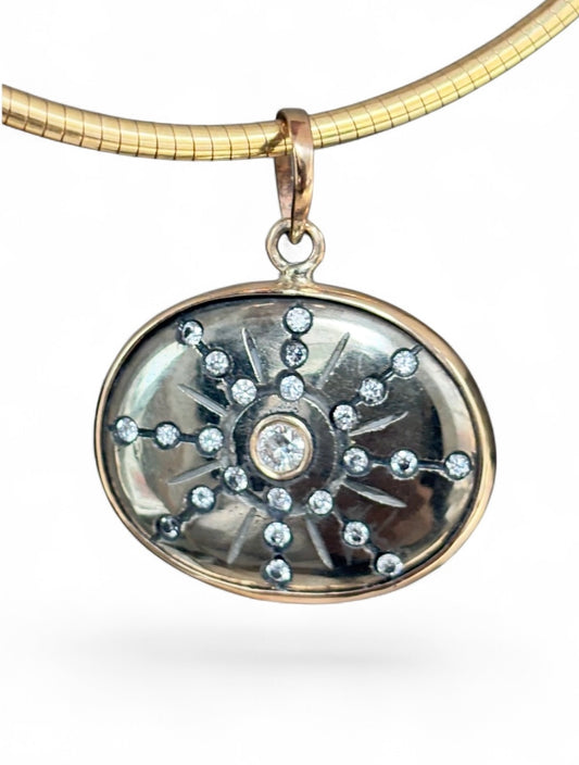 SOL Pendant, Pyrite & Diamonds