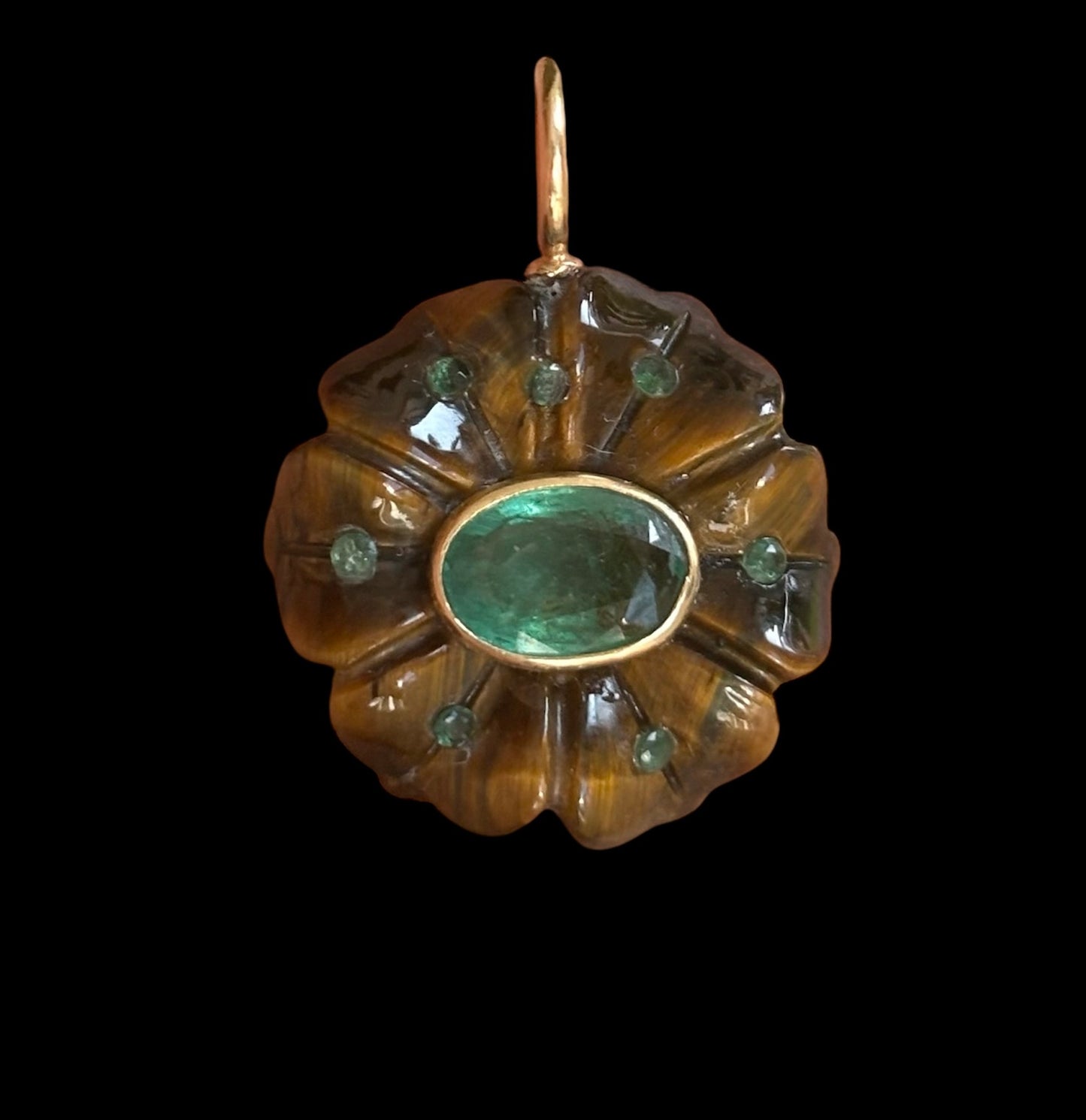 FLORA Pendant, Tiger’s Eye & Emerald