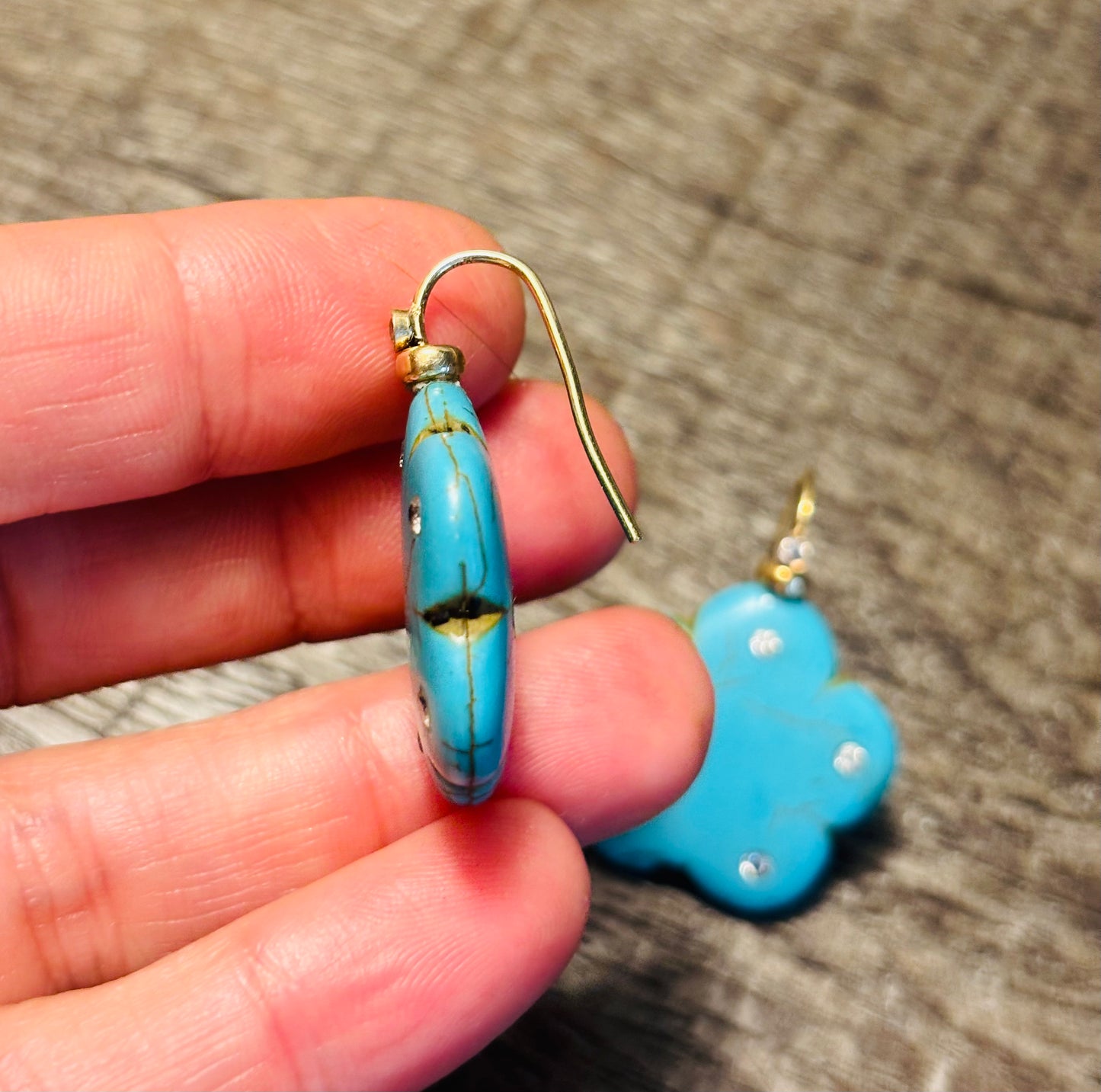 FLORA Earrings, Turquoise & Diamonds