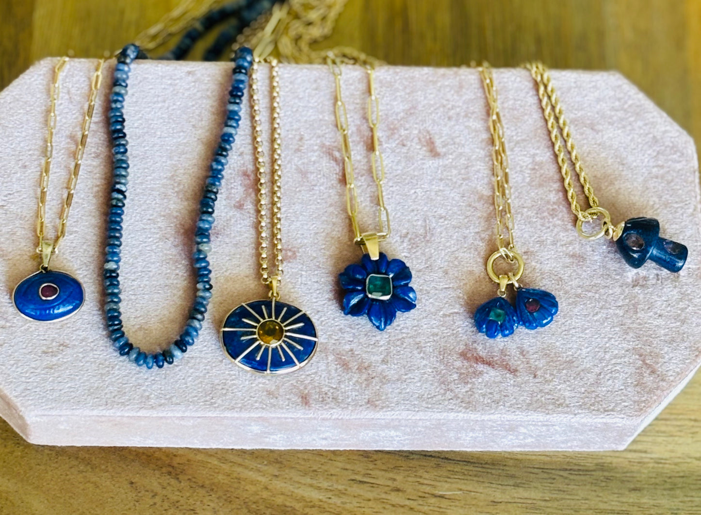 SOL Pendant, lapis & gold