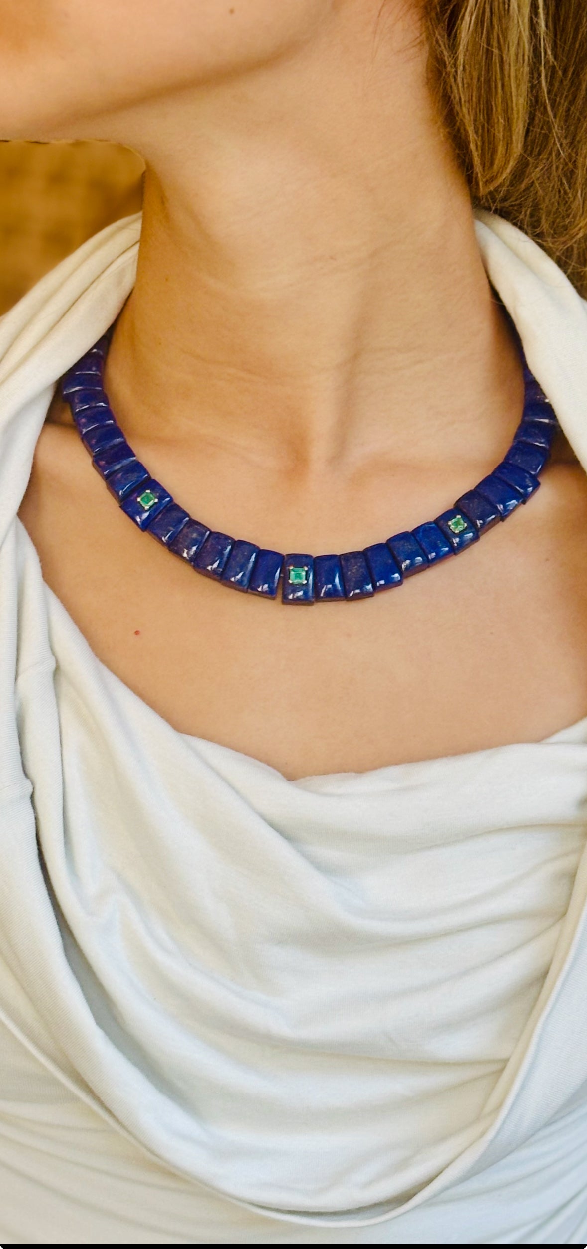 CLEO Necklace, Lapis & Emeralds